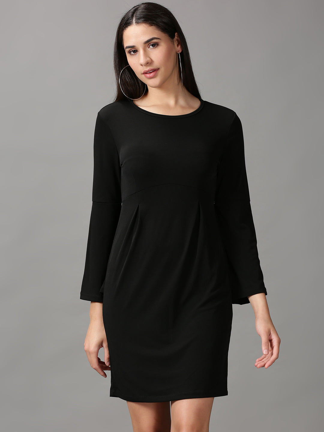 Women's Black Solid Empire Dress