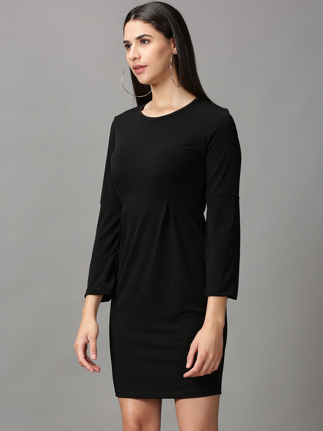 Women's Black Solid Empire Dress