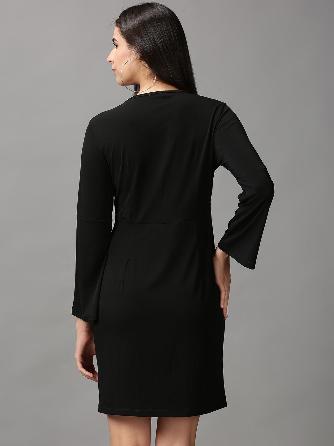 Women's Black Solid Empire Dress