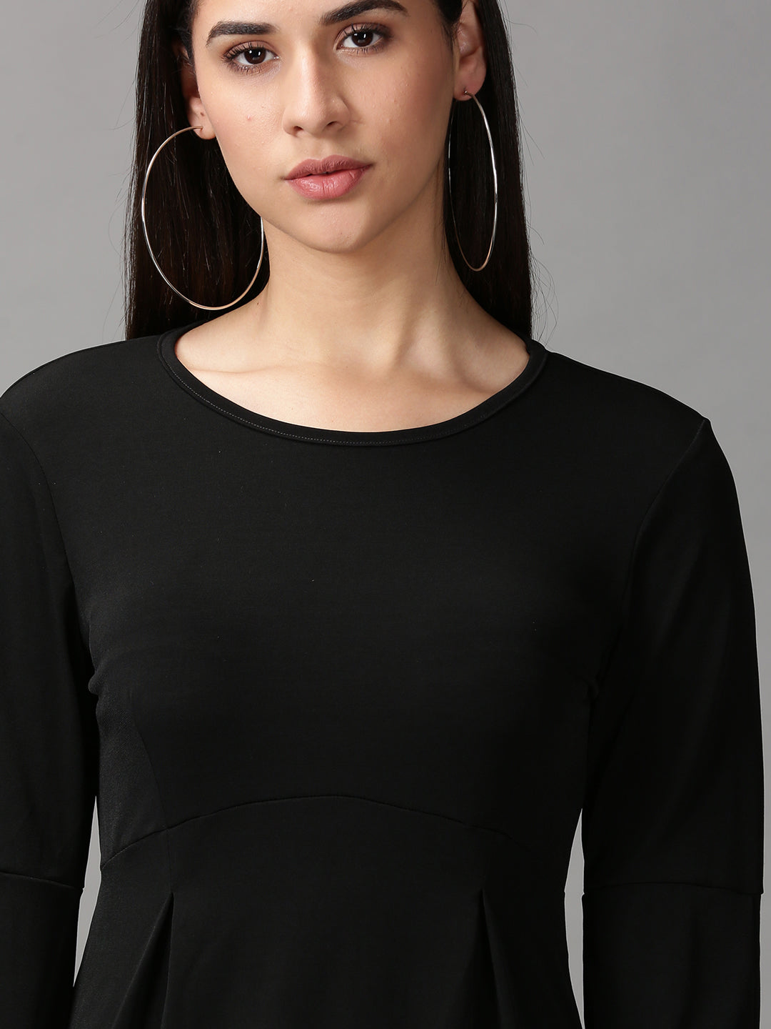 Women's Black Solid Empire Dress