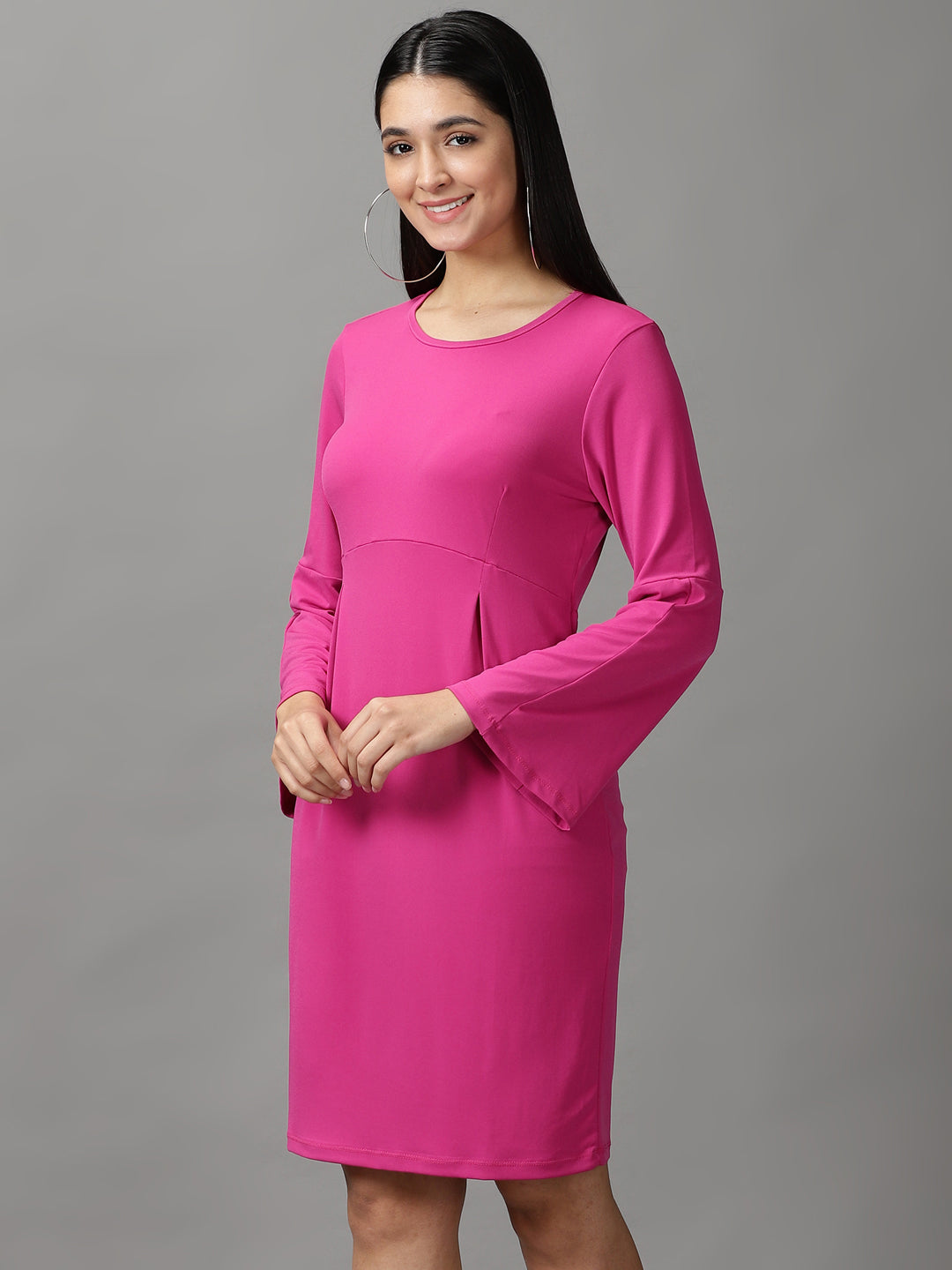 Women's Pink Solid Empire Dress