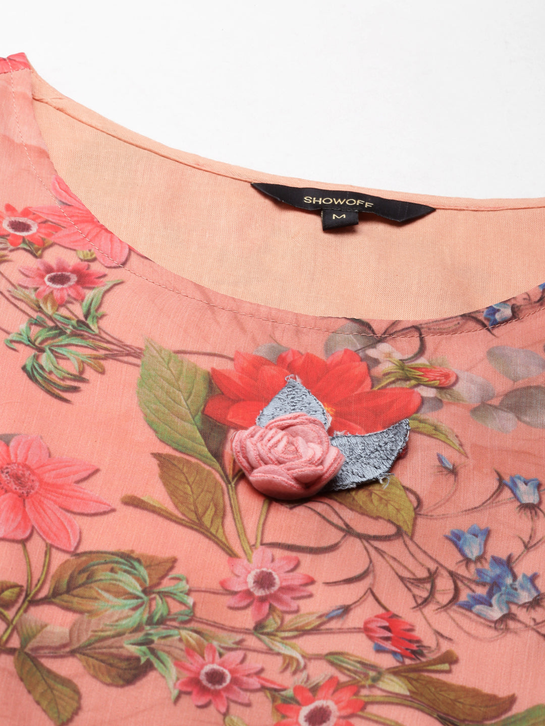 Women's Orange Floral Fit and Flare Dress