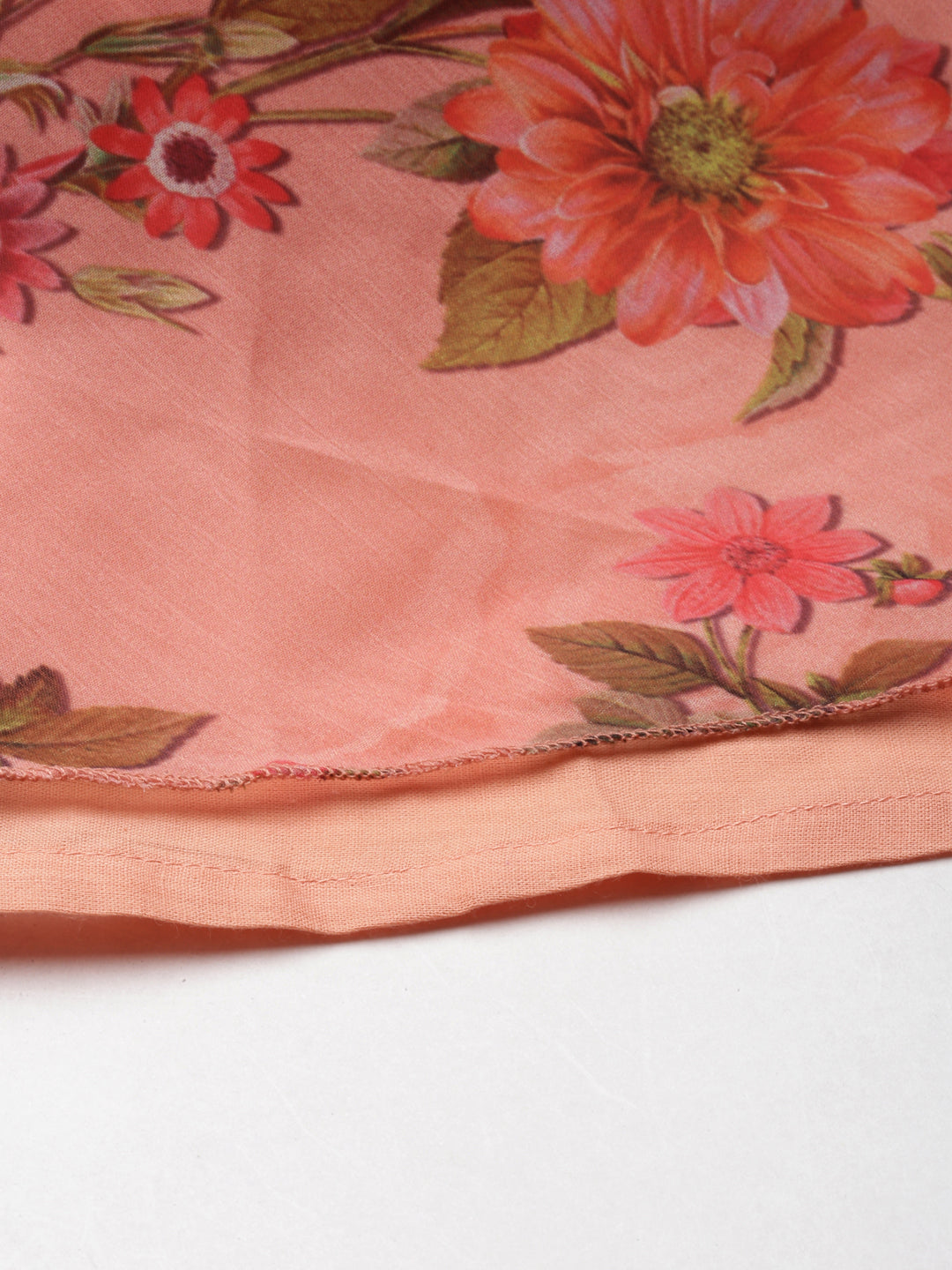 Women's Orange Floral Fit and Flare Dress