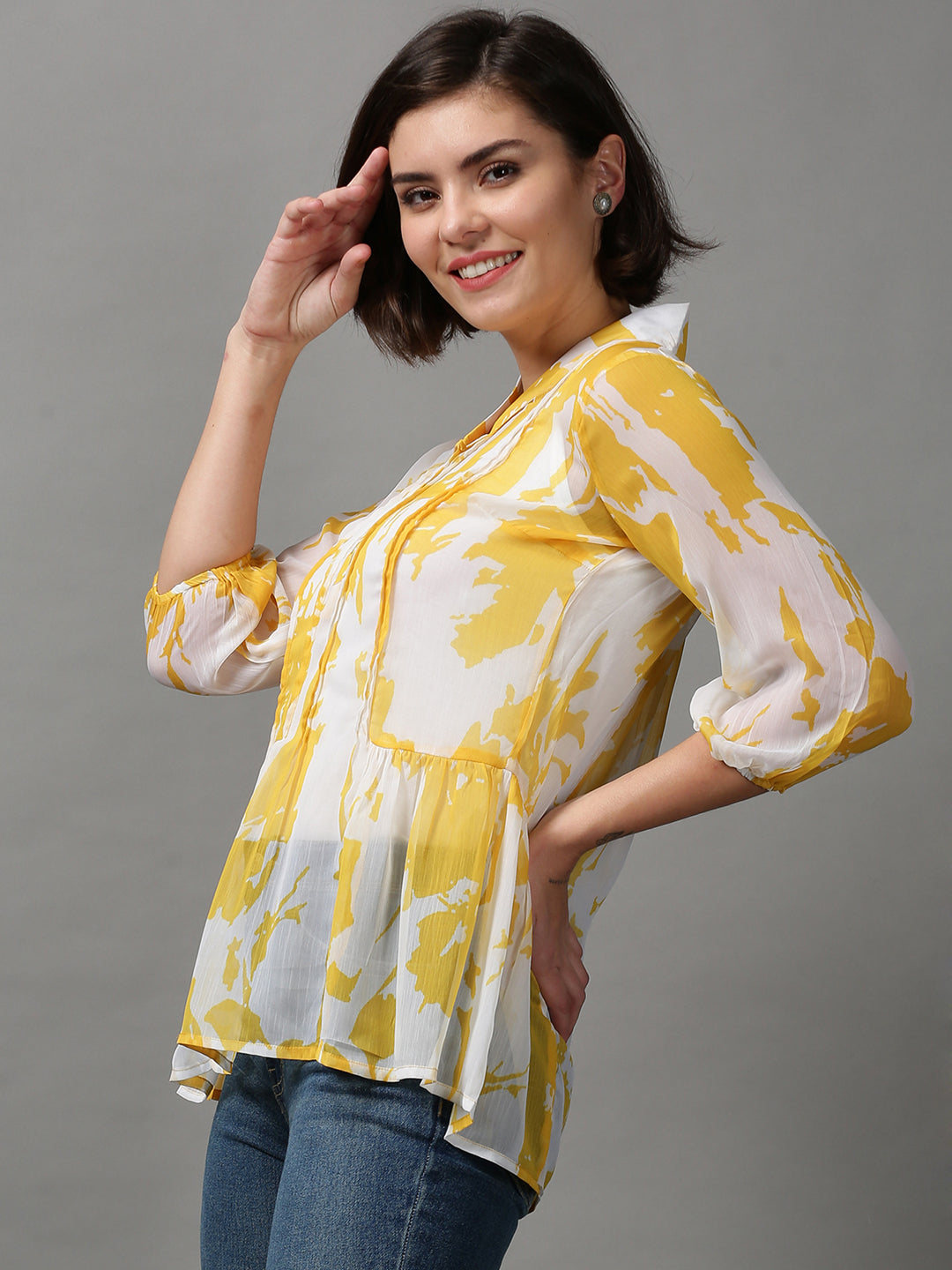 Women's White Printed Top