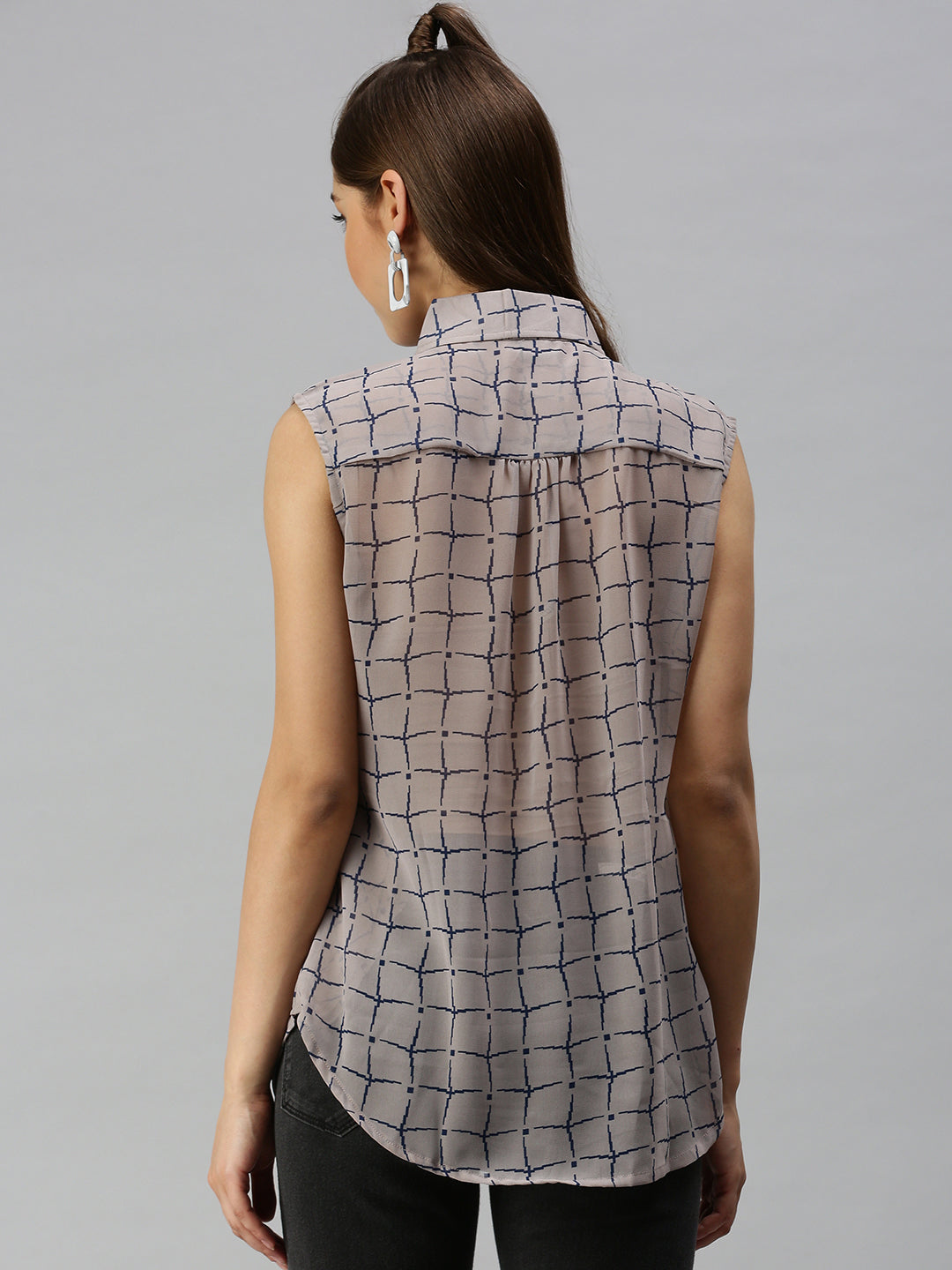 Women's Grey Printed Longline Shirt