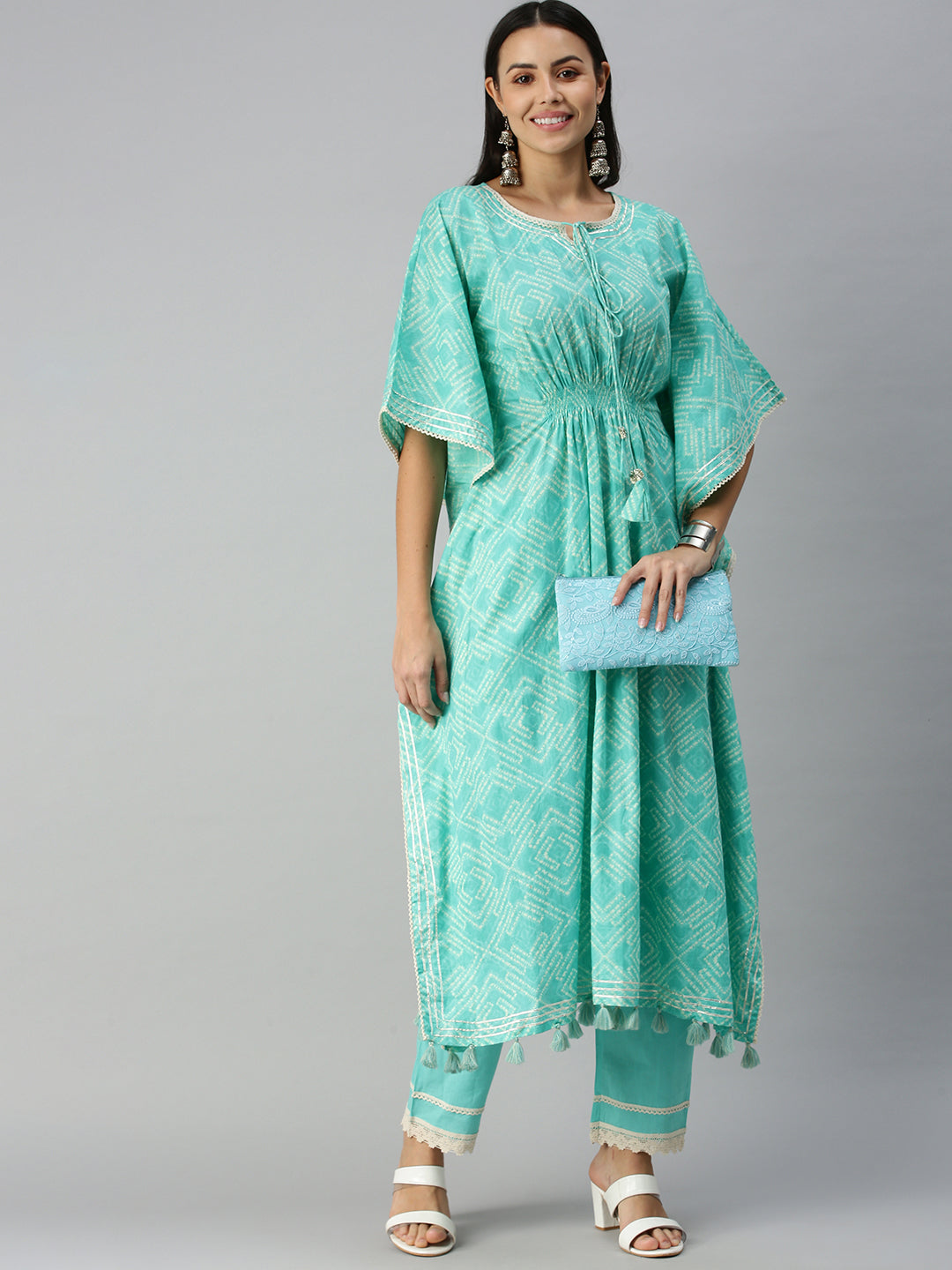 Women's Blue Geometrical Kurta Sets