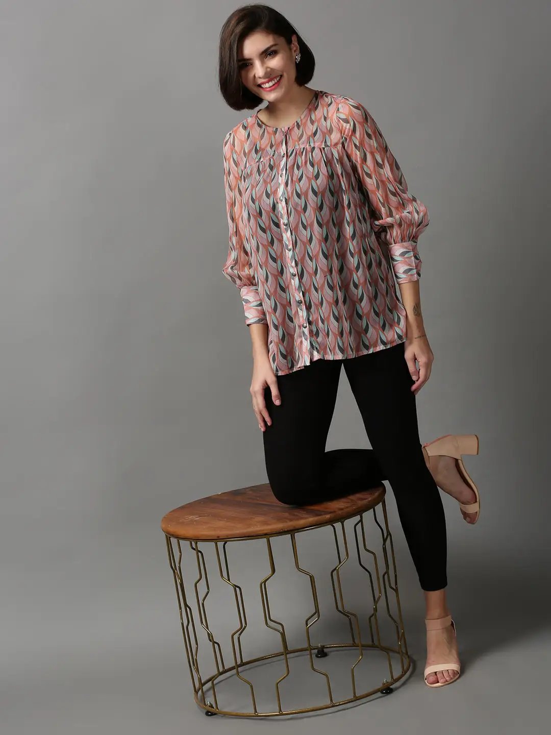 Women's Pink Printed Top
