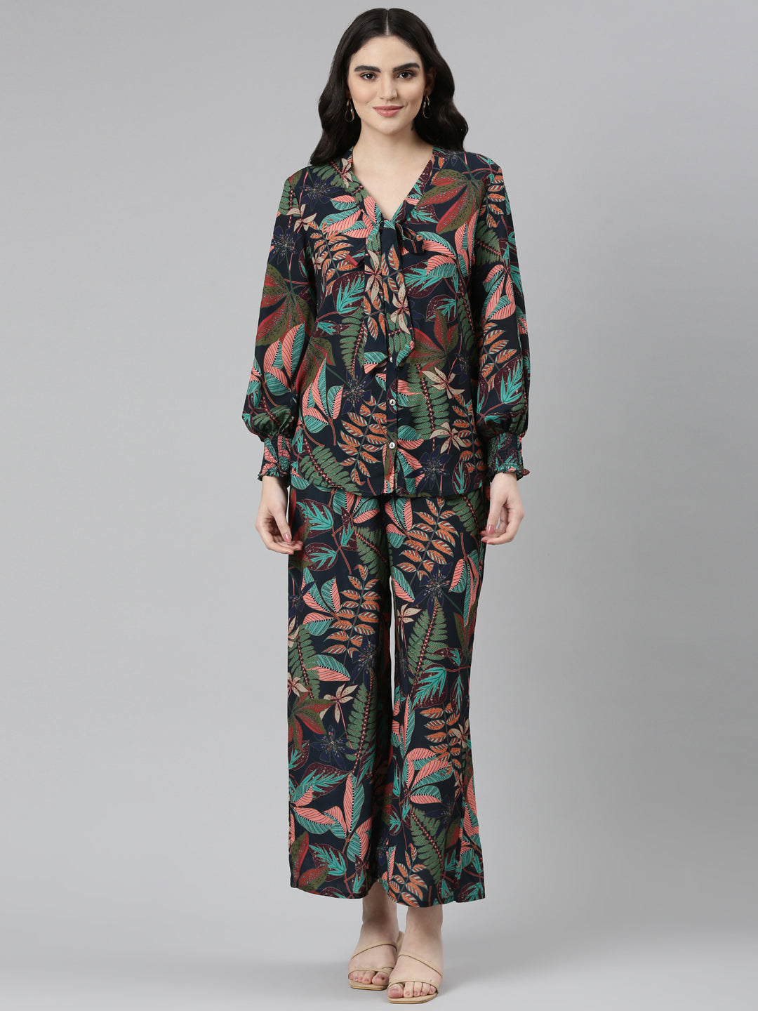 Women's Black Printed Co-Ords