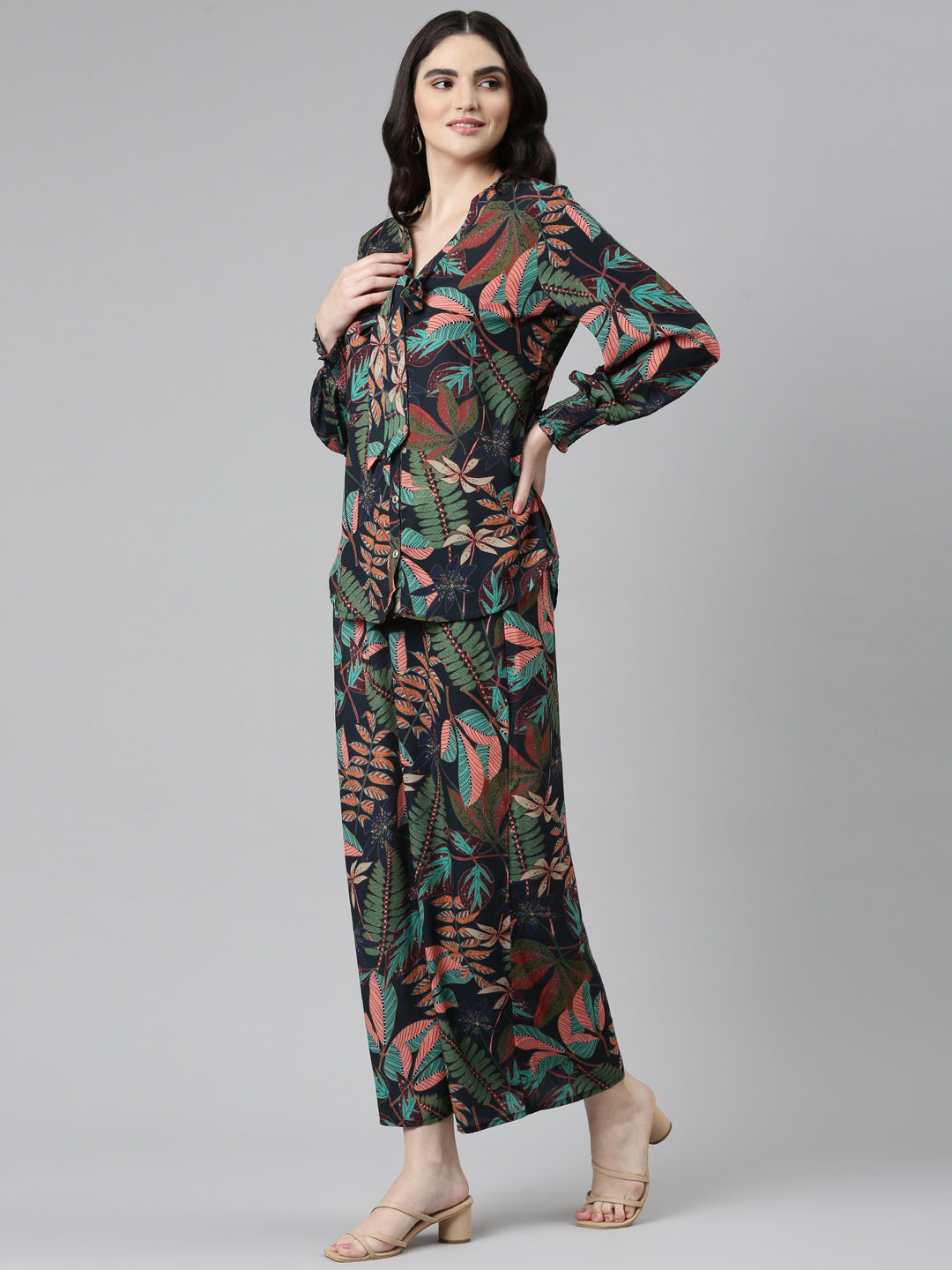 Women's Black Printed Co-Ords