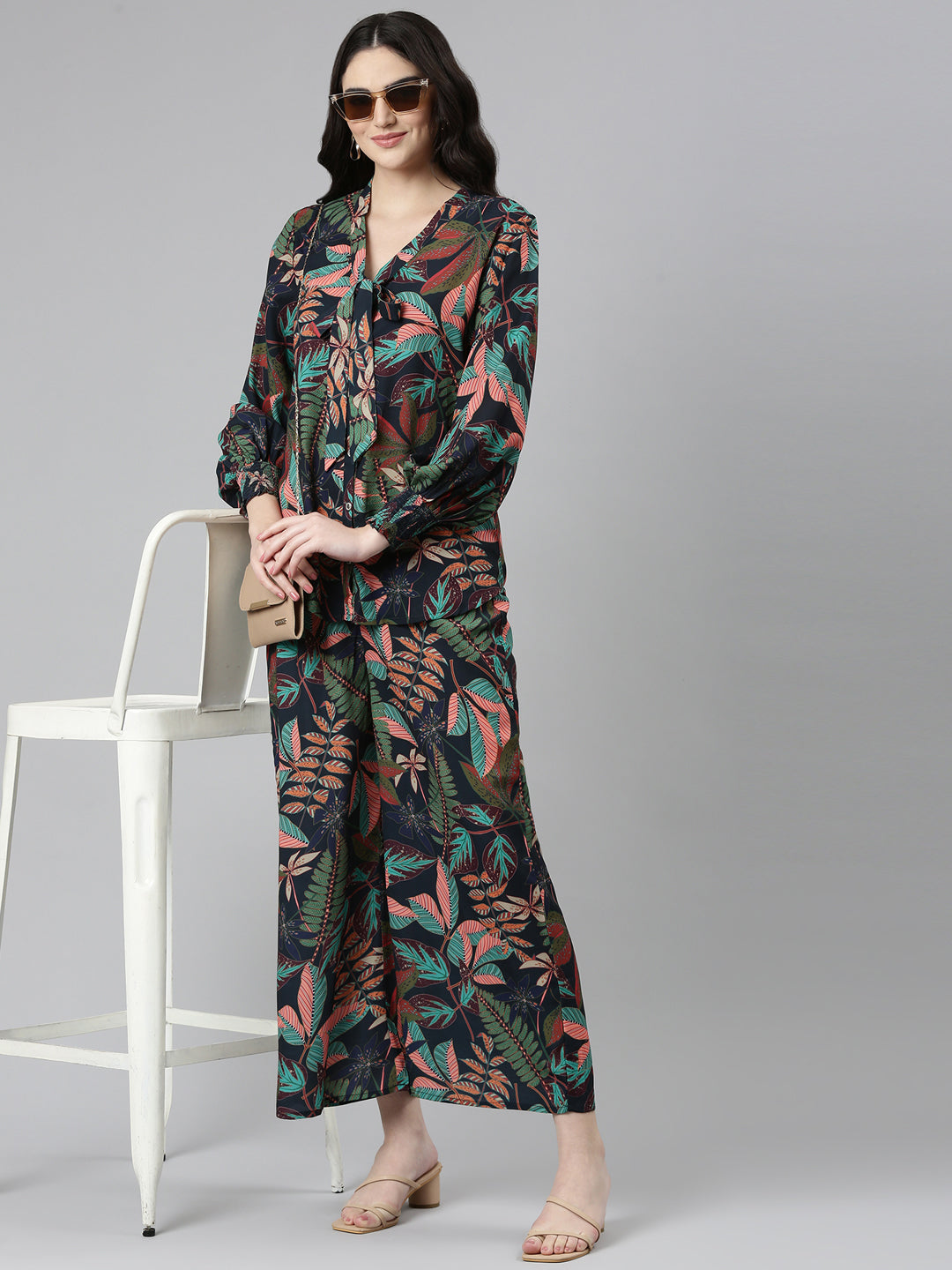 Women's Black Printed Co-Ords