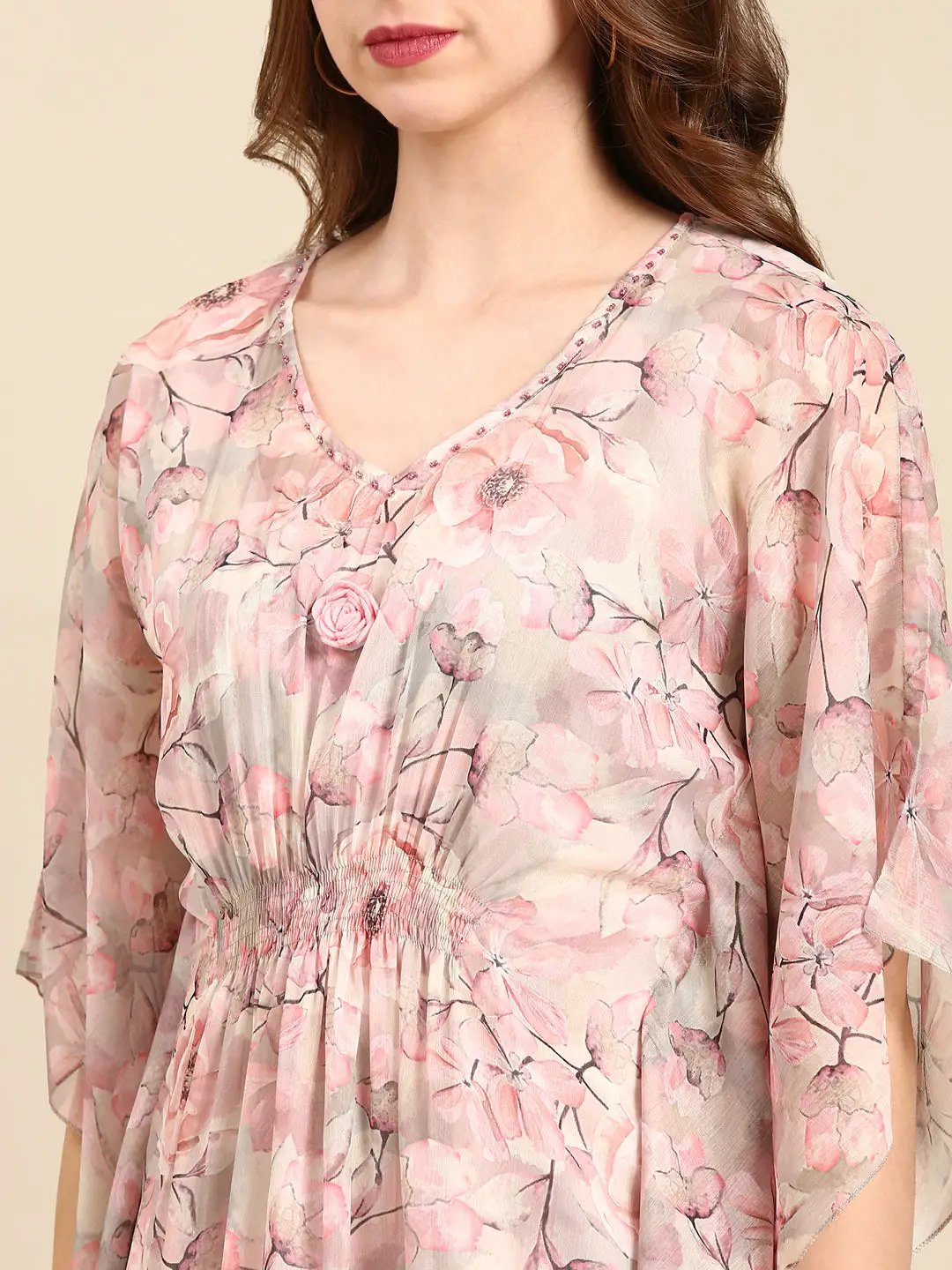 Women's Nude Printed Kurta Set