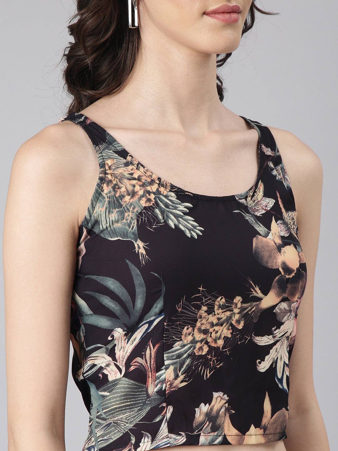 Women's Black Printed Sleeveless Co-Ords Set with Blazer