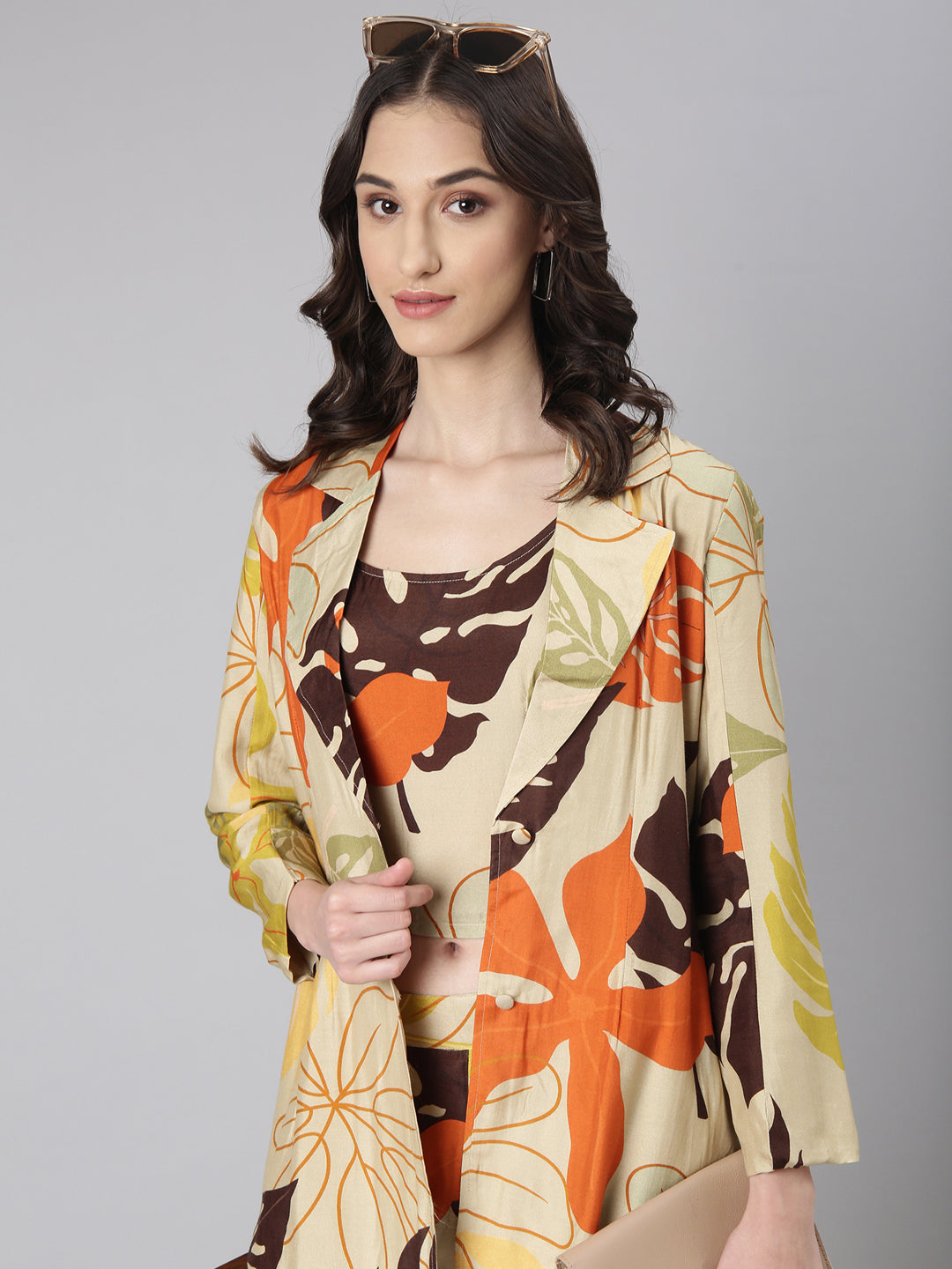 Women Beige Printed Co-Ords