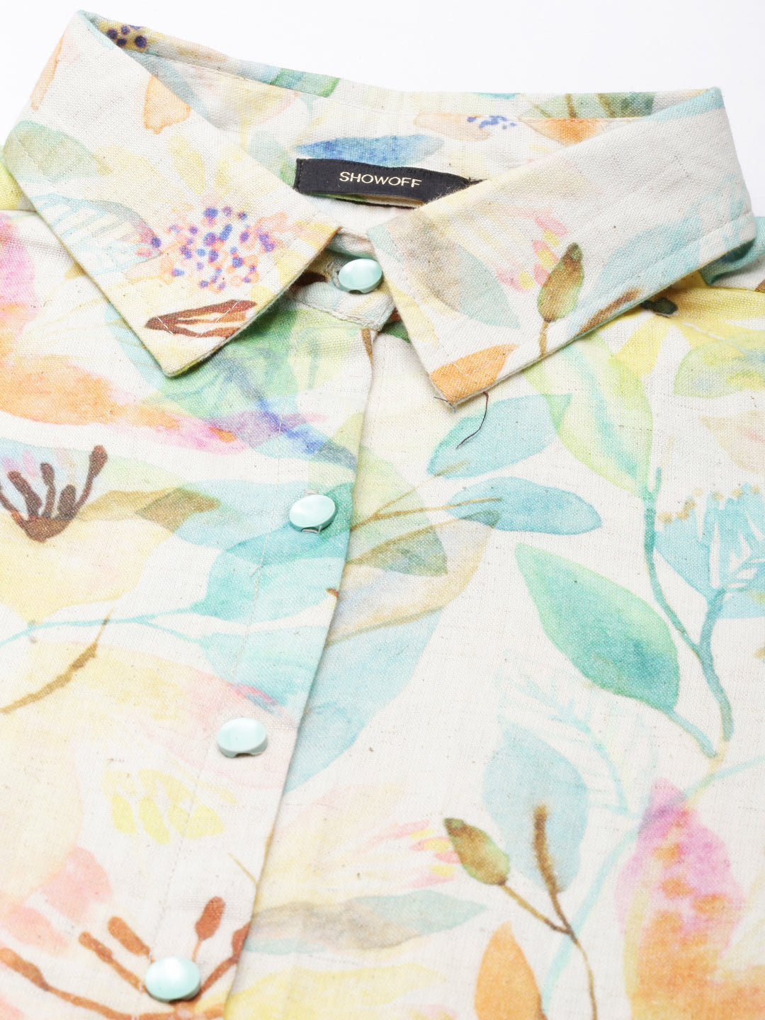 Women's Cream Floral Print A-Line Midi Dress