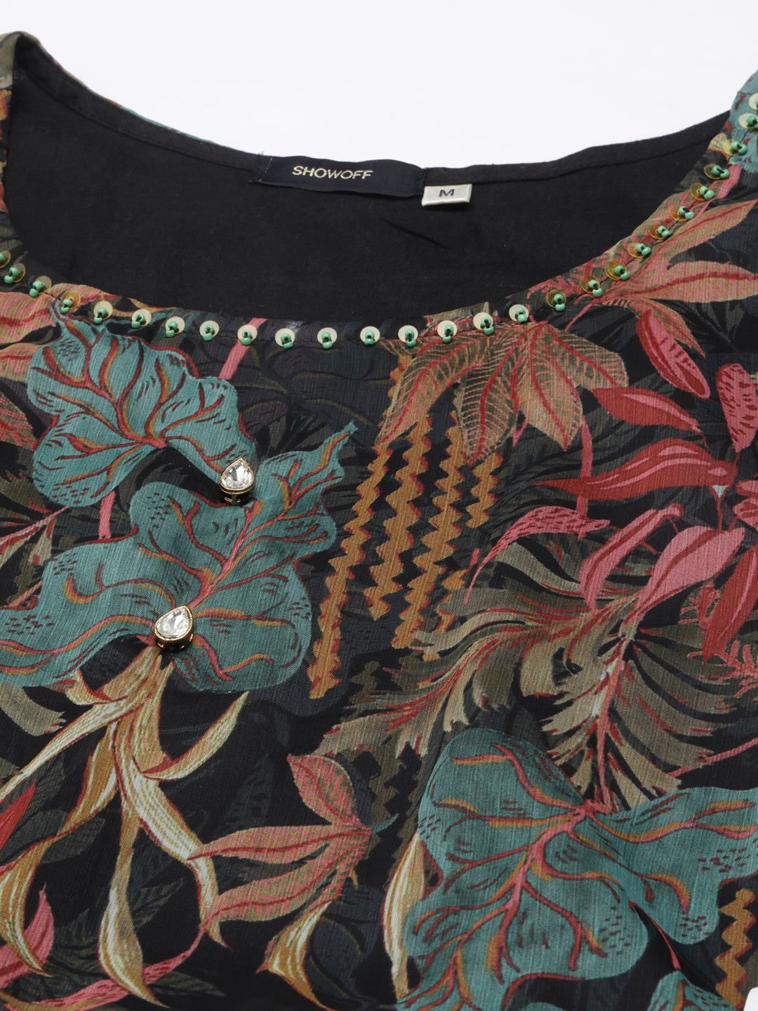 Women's Black Floral Fit and Flare Dress