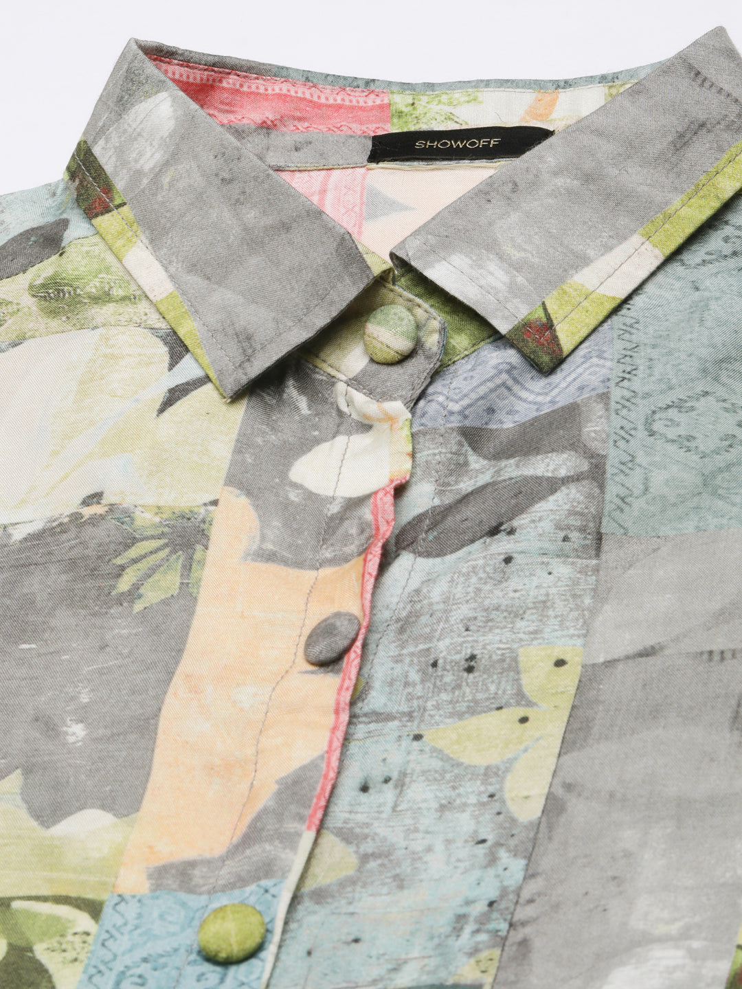 Women's Lime Green Printed Shirt Dress