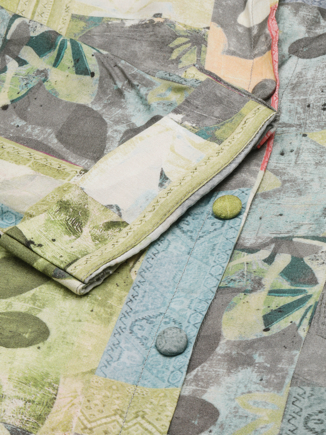 Women's Lime Green Printed Shirt Dress