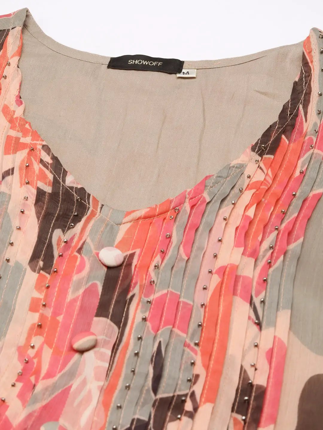 Women's Peach Floral A-Line Dress
