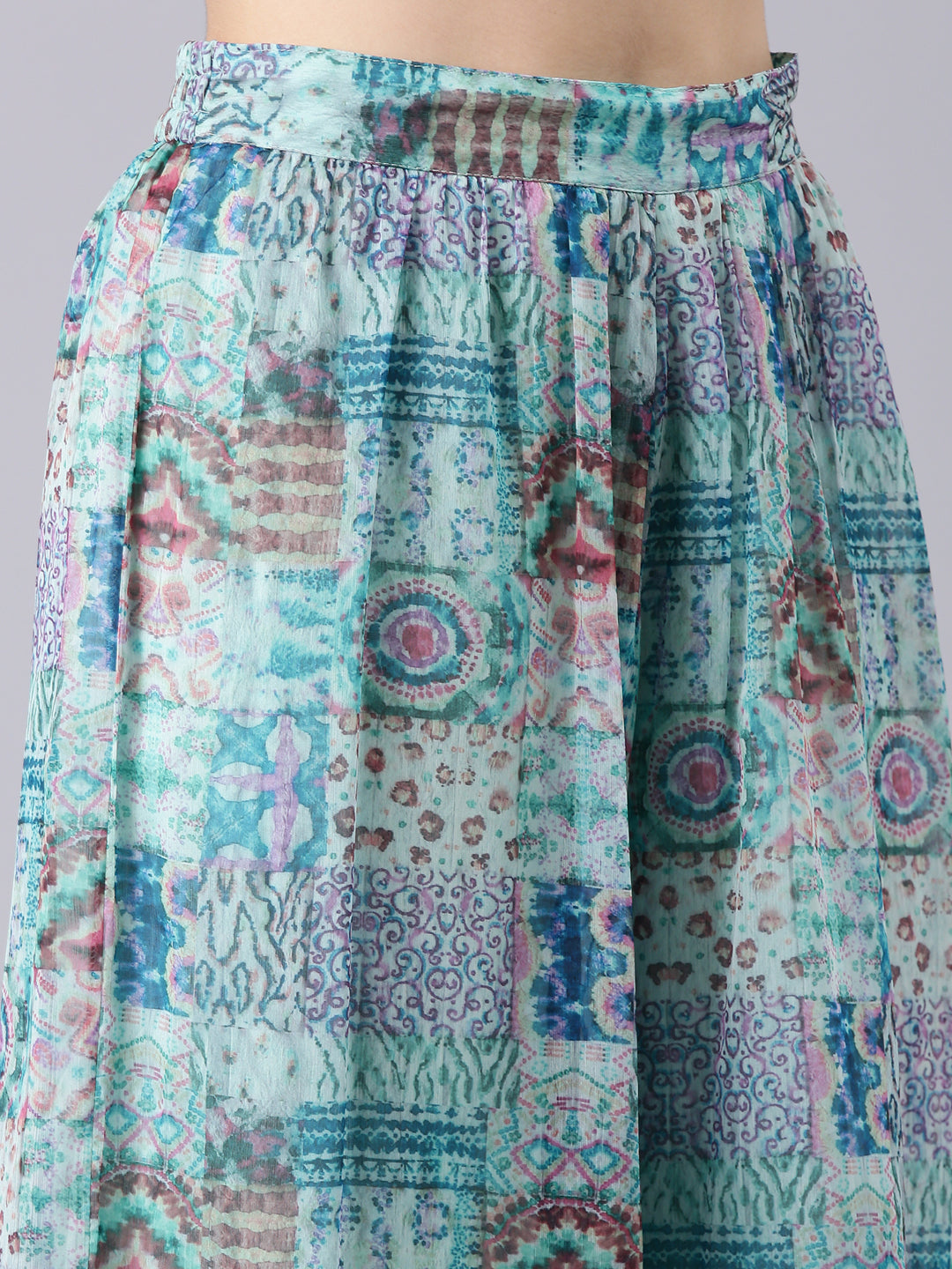 Women Sea Green Printed Co-Ords