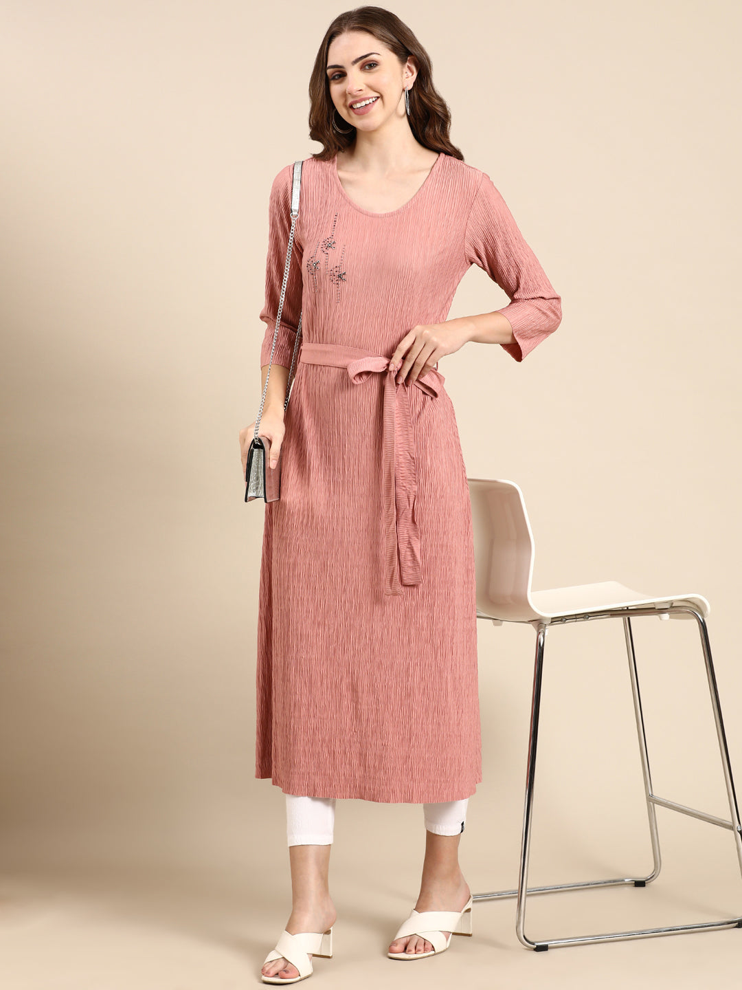 Women's Mauve Solid A-Line Kurta