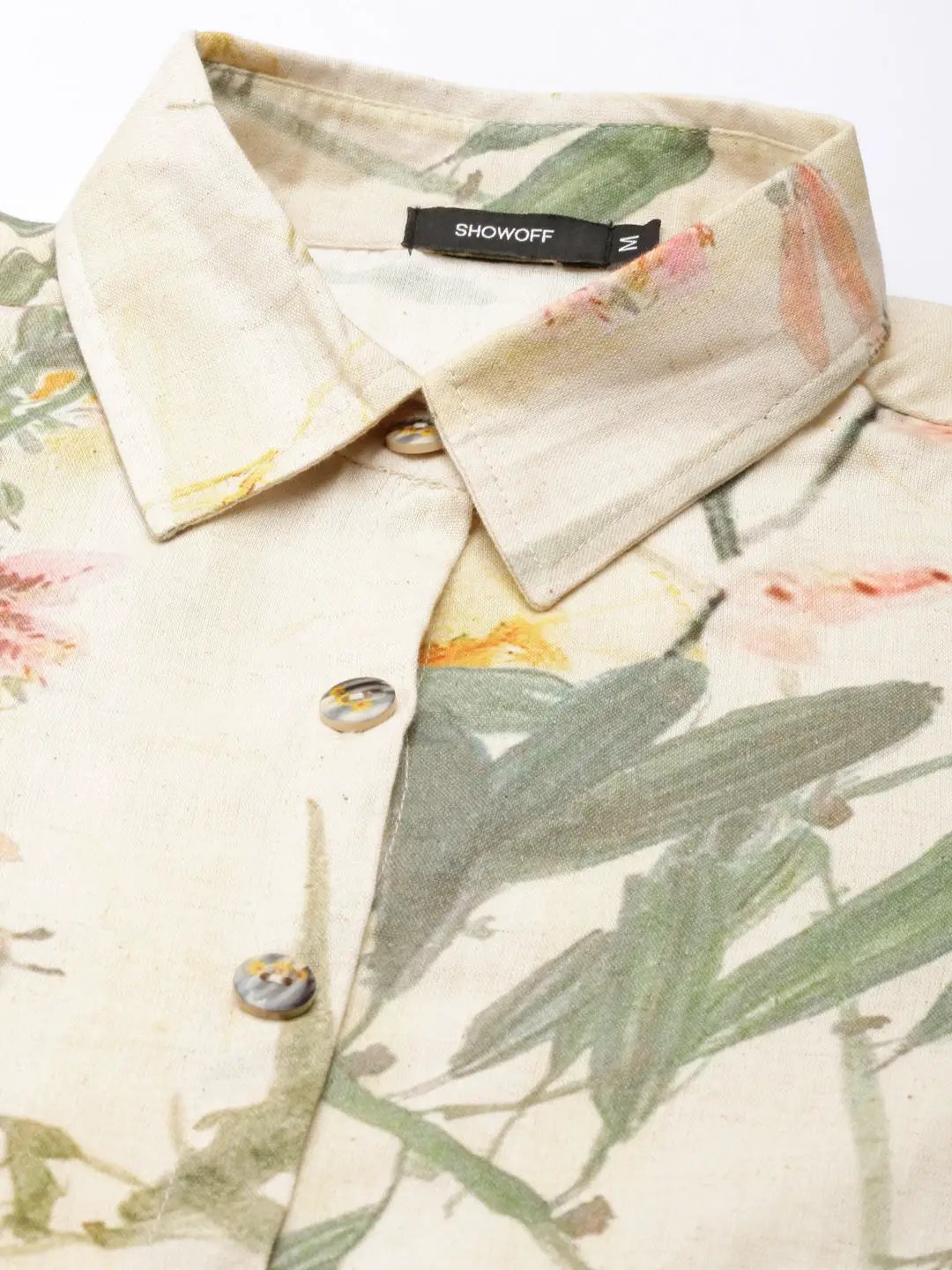 Women's Cream Floral Shirt Dress