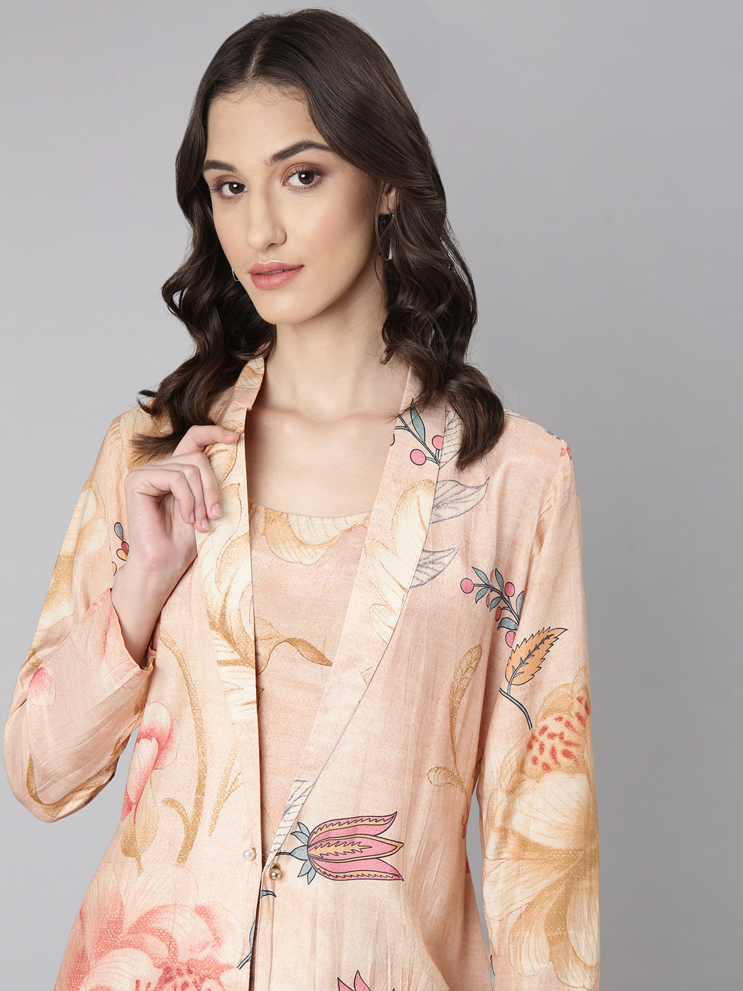 Women Peach Printed Co-Ords