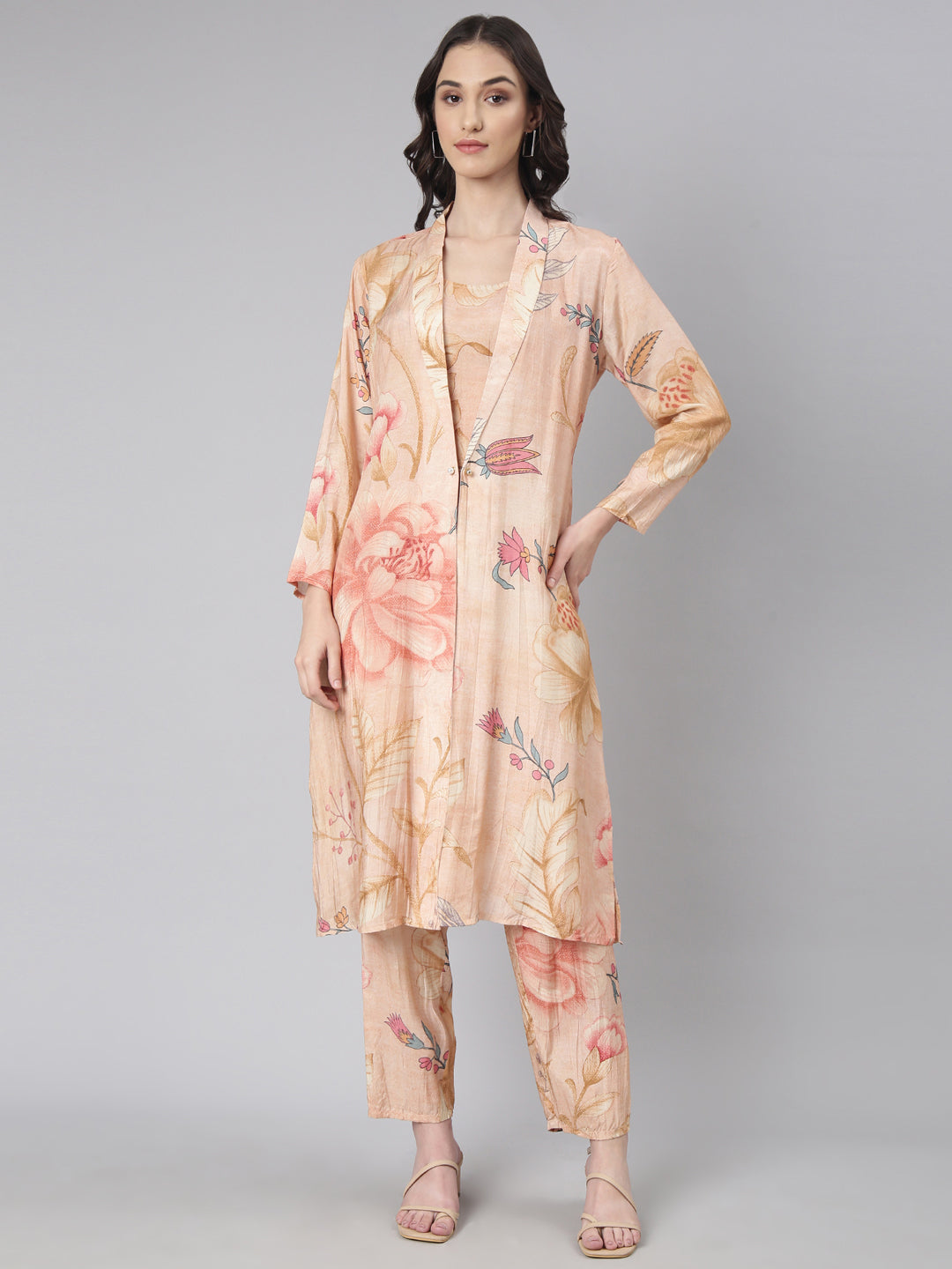 Women Peach Printed Co-Ords