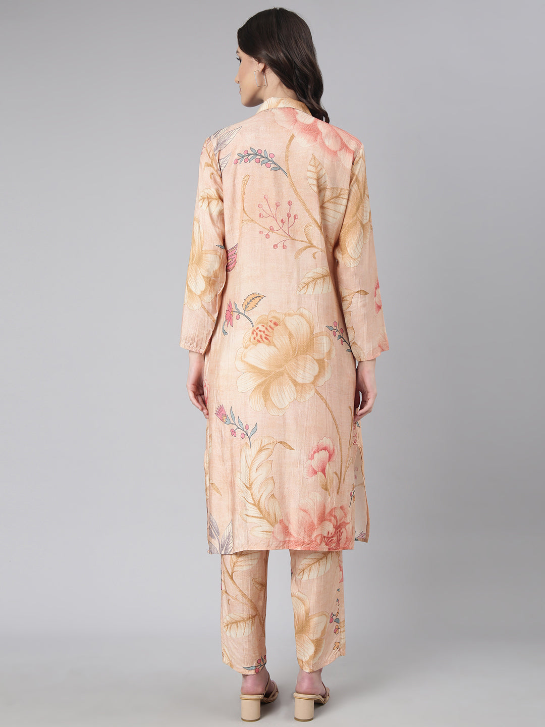 Women Peach Printed Co-Ords