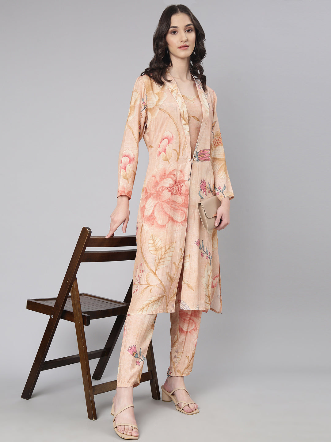 Women Peach Printed Co-Ords