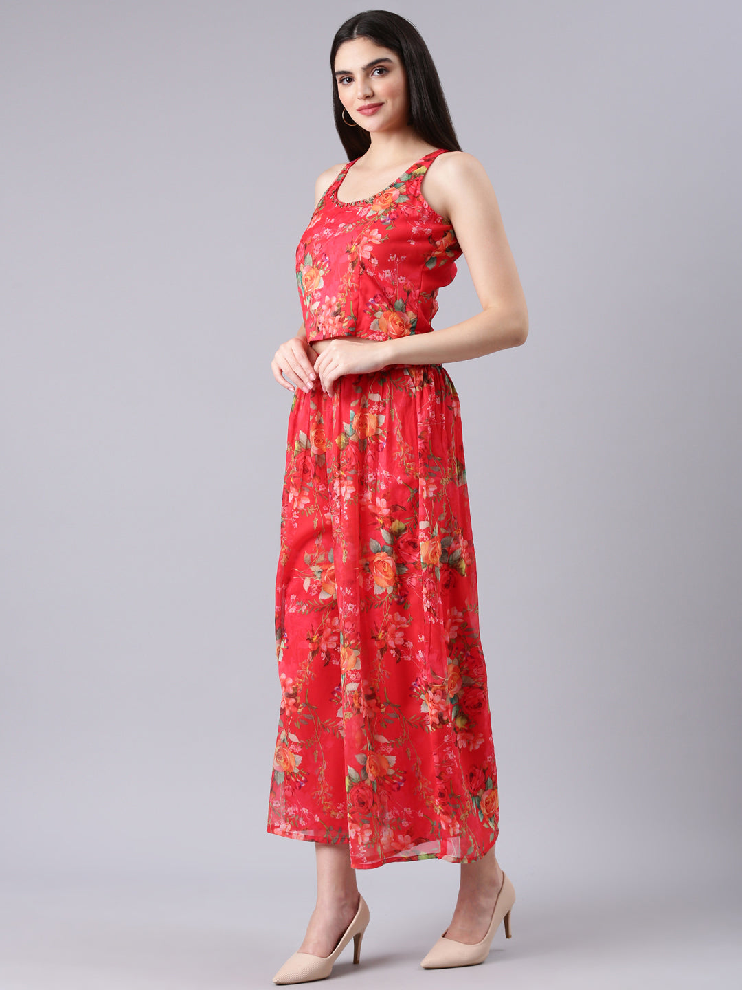 Women's Red Printed Kurta Set