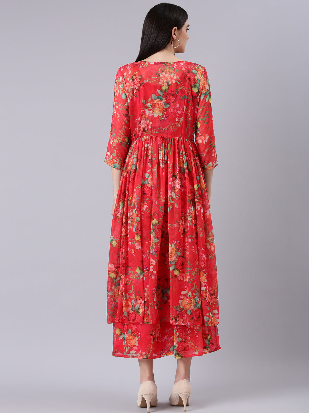 Women's Red Printed Kurta Set