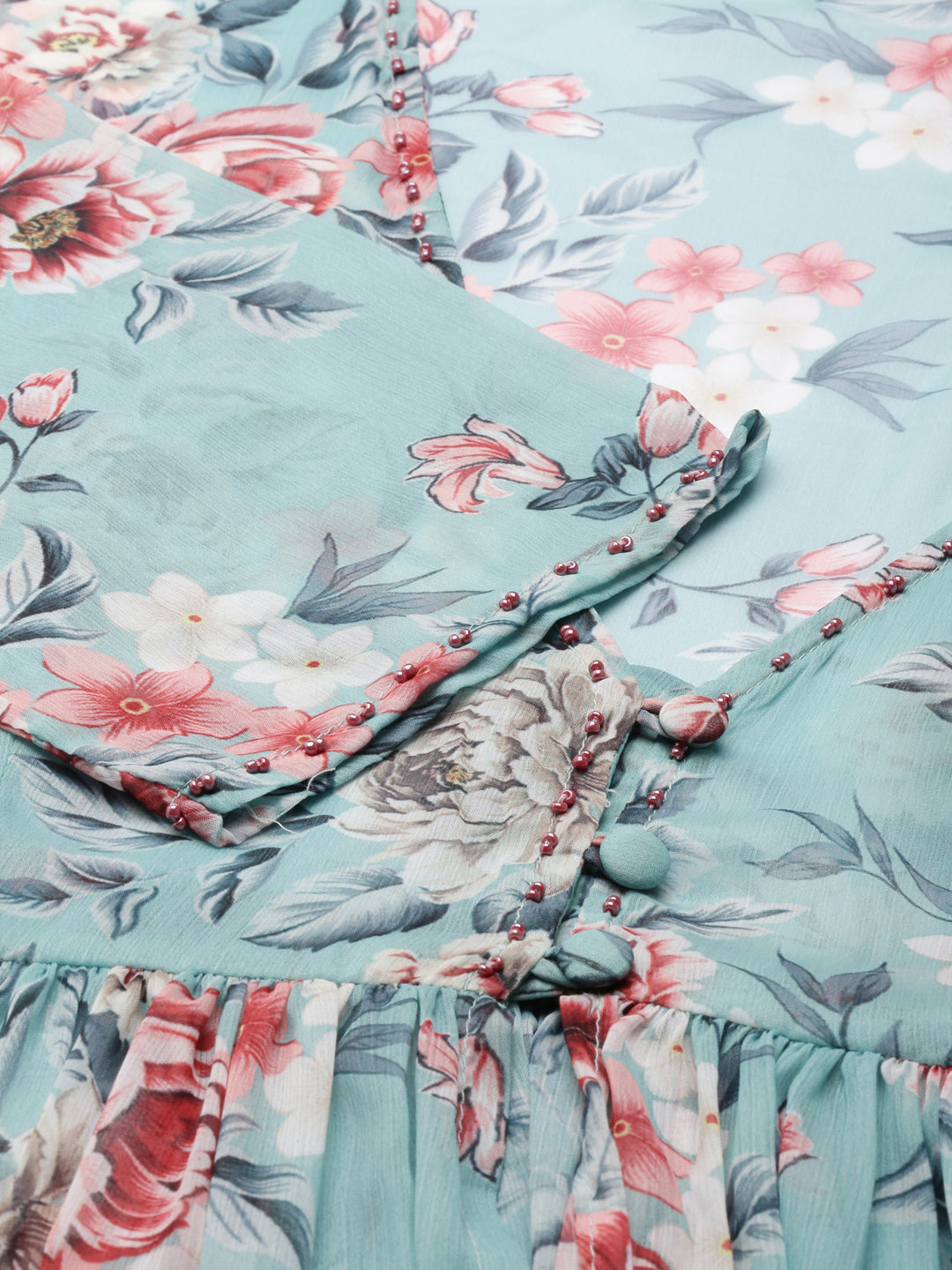 Women's Sea Green Floral Printed Kurta Set