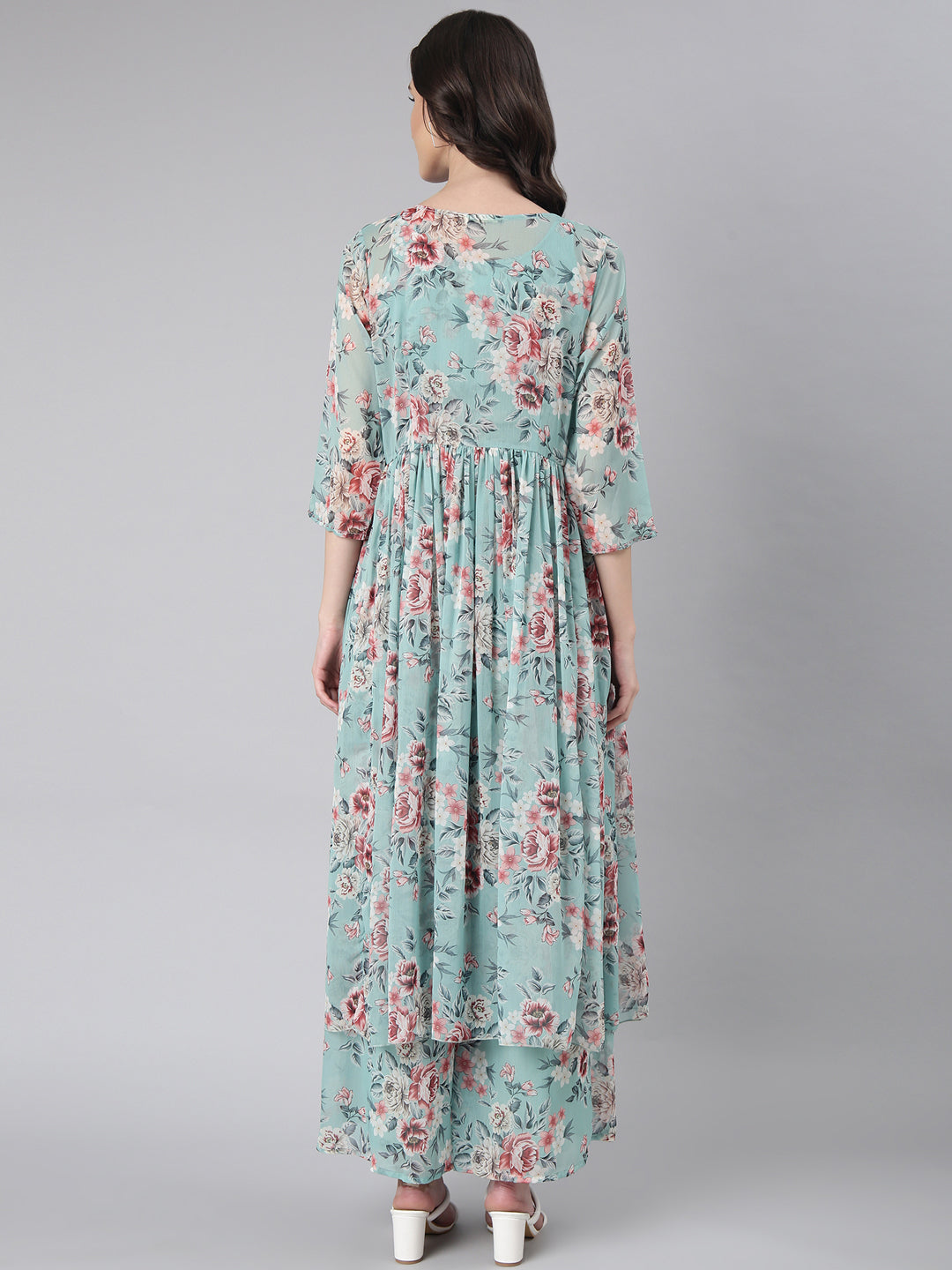 Women's Sea Green Floral Printed Kurta Set