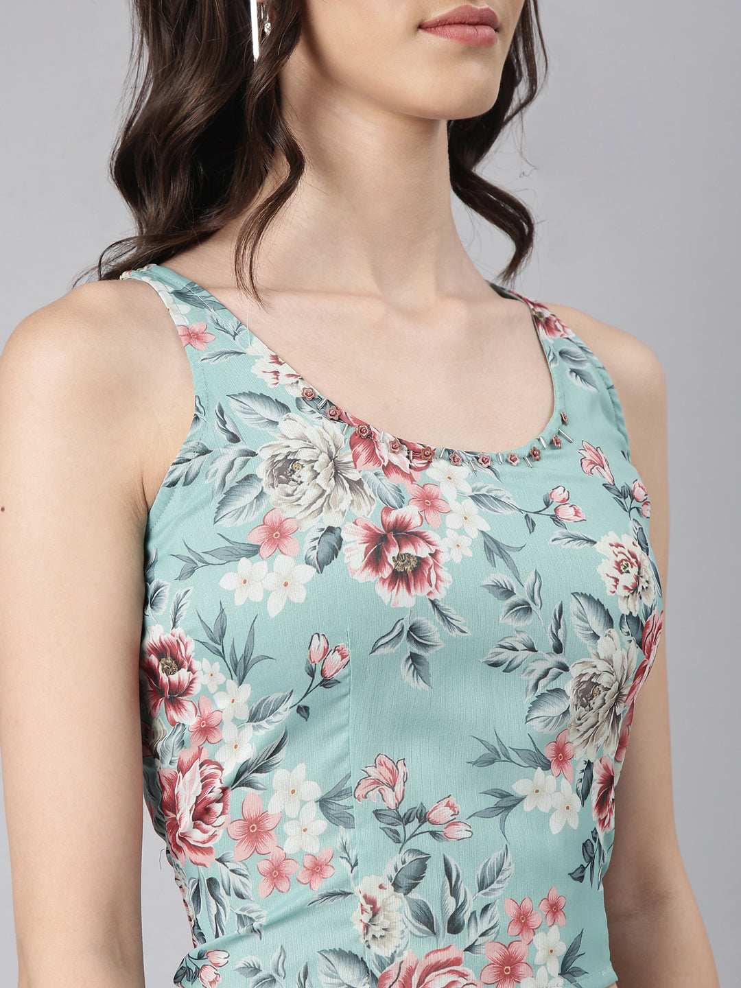 Women's Sea Green Floral Printed Kurta Set