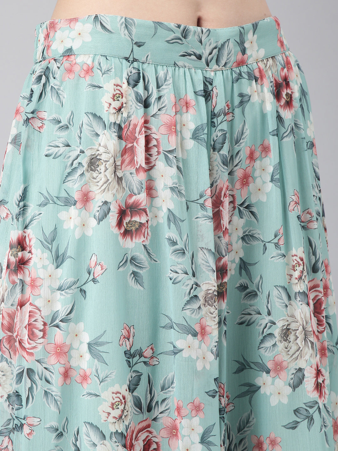 Women's Sea Green Floral Printed Kurta Set