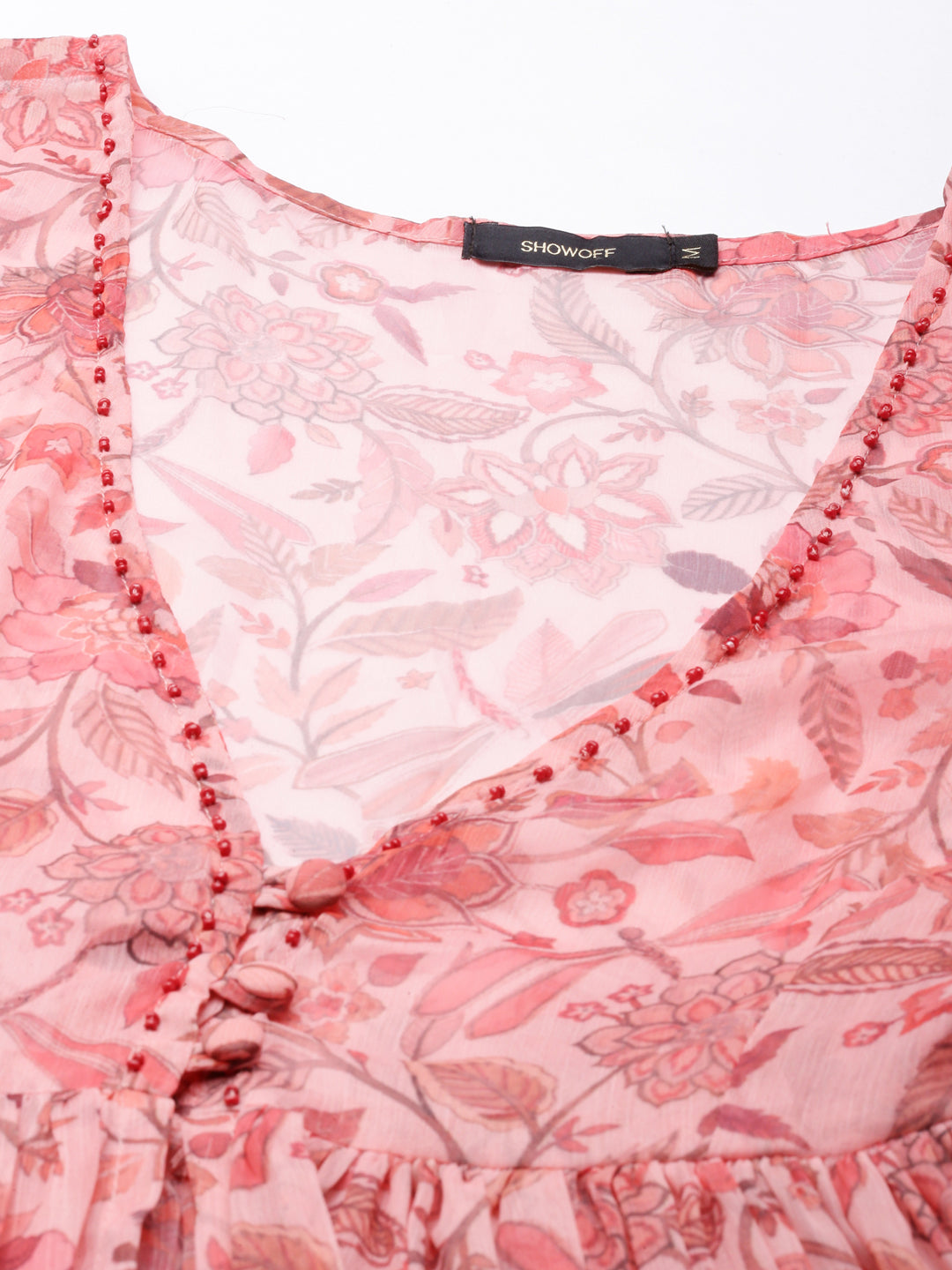 Women's Coral Floral Printed Kurta Set with Jacket & Palazzos