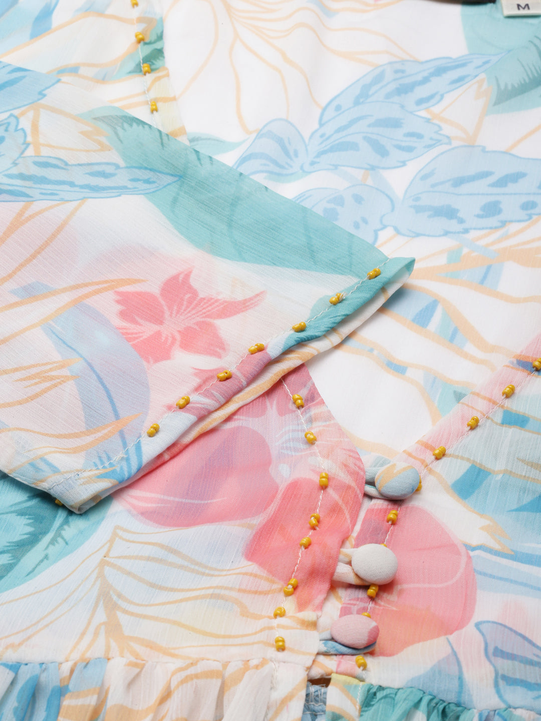 Women's Cream Printed Co-Ords