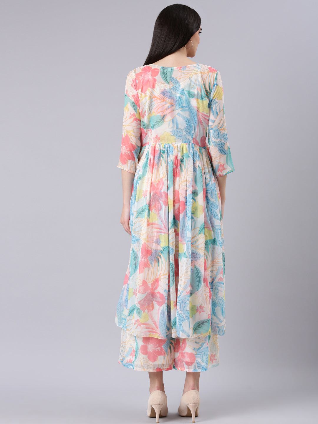 Women's Cream Printed Co-Ords