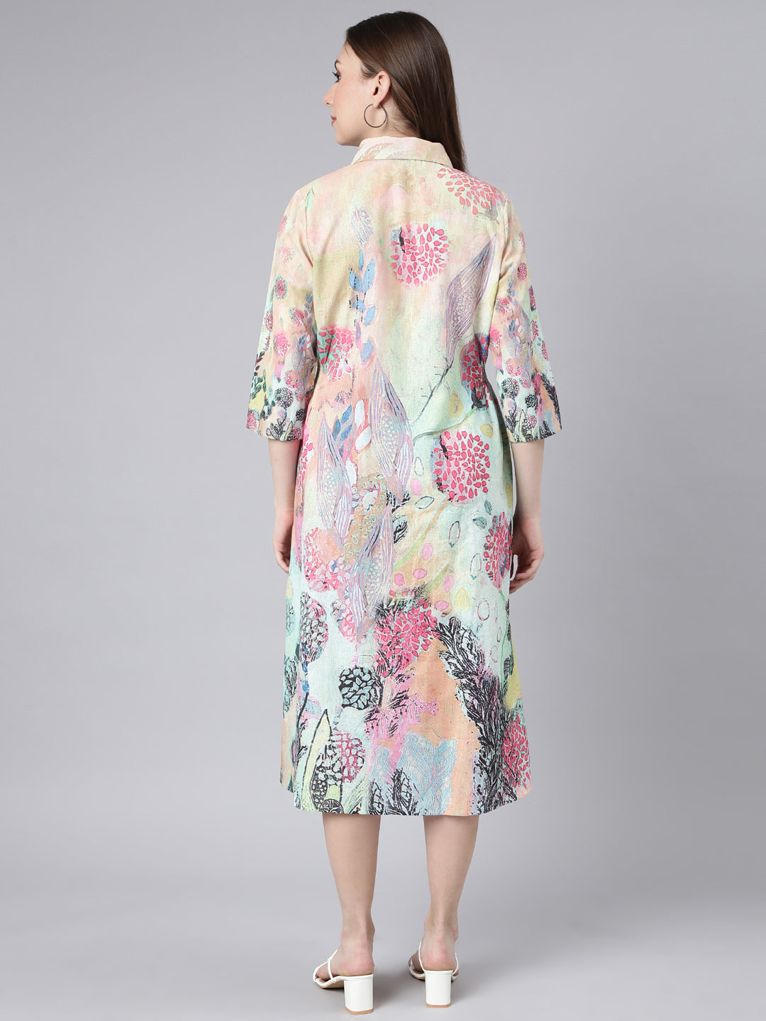 Women Multi Floral Shirt Dress