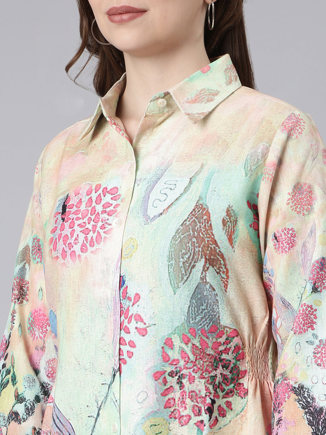 Women Multi Floral Shirt Dress