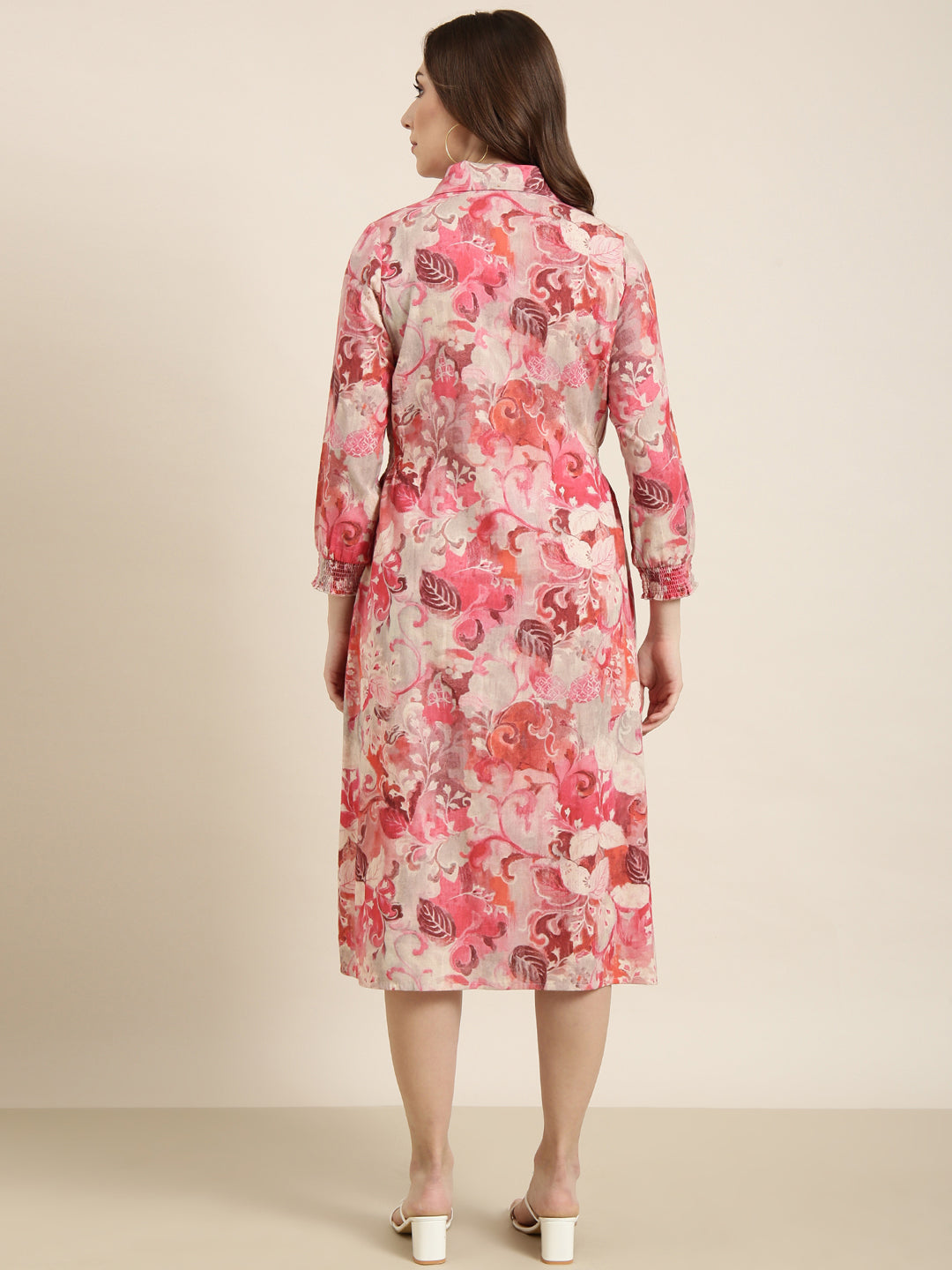 Women Pink Floral A-Line Dress