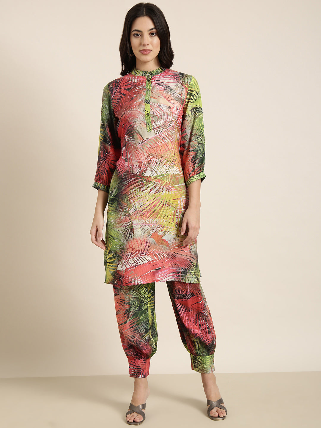 Women A-Line Multi Floral Kurta and Patiala Set