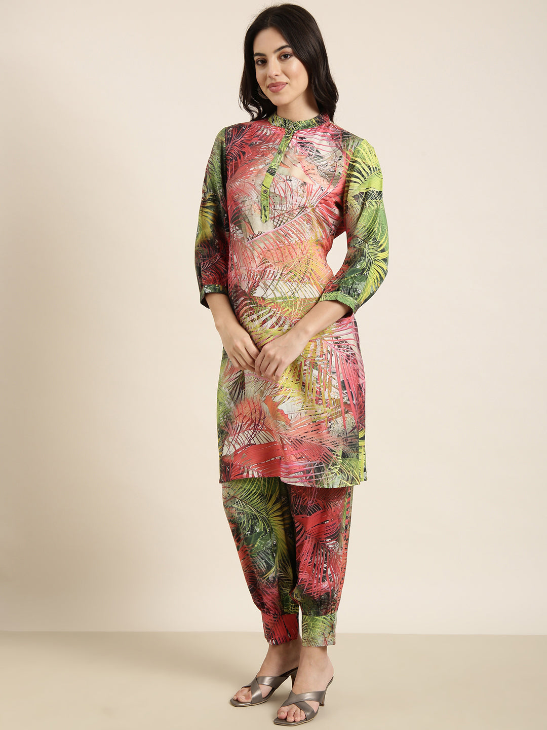 Women A-Line Multi Floral Kurta and Patiala Set