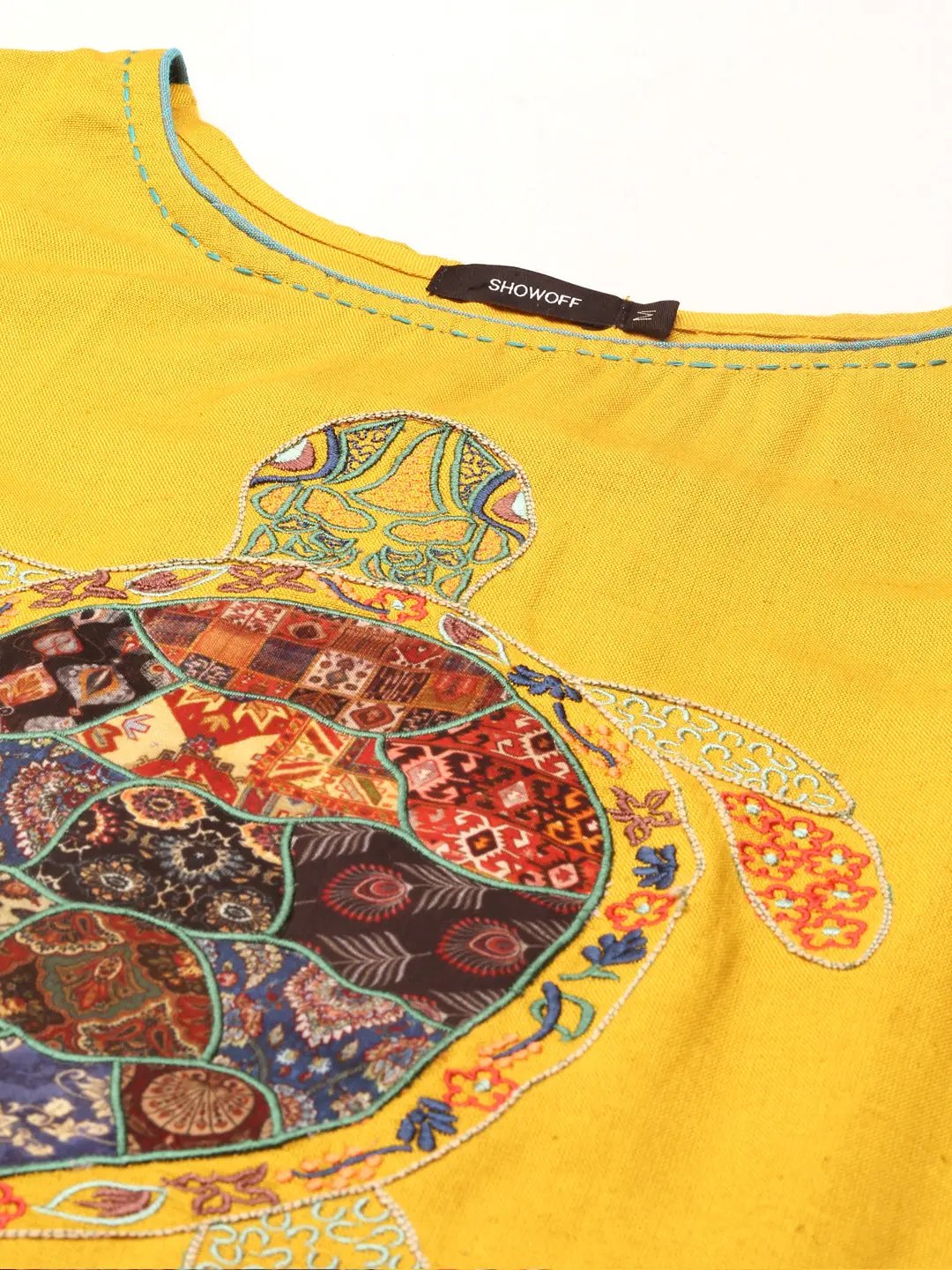 Women's Yellow Embroidered Straight Kurta