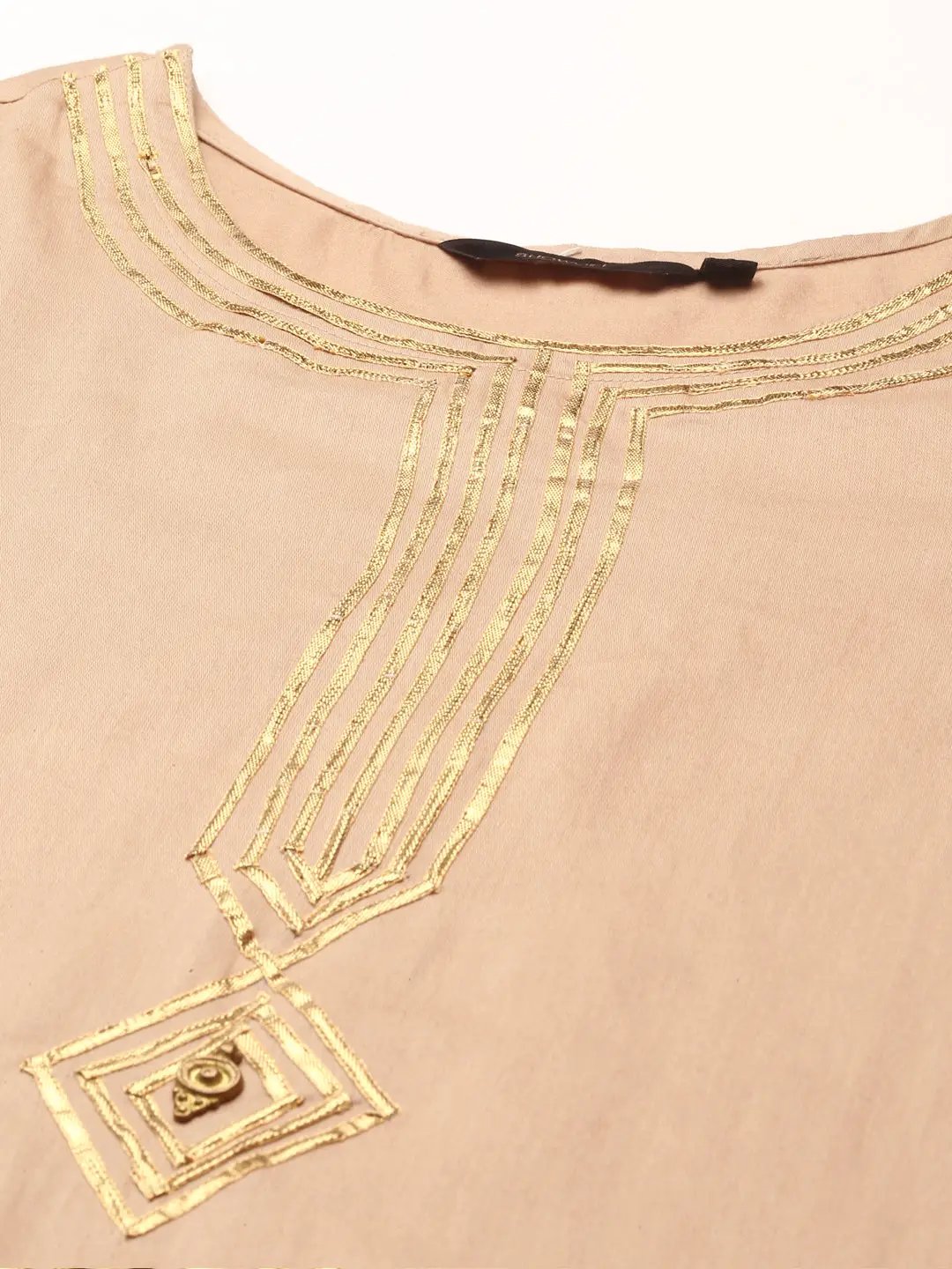 Women's Beige Embroidered Kurta Set