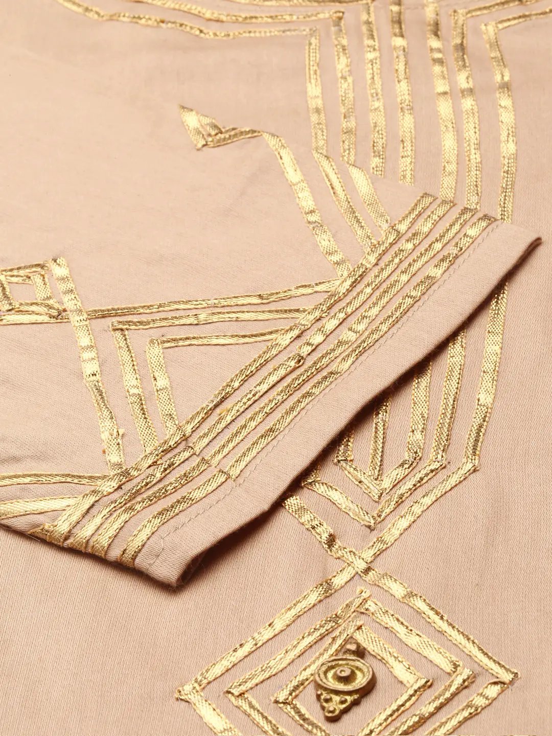 Women's Beige Embroidered Kurta Set