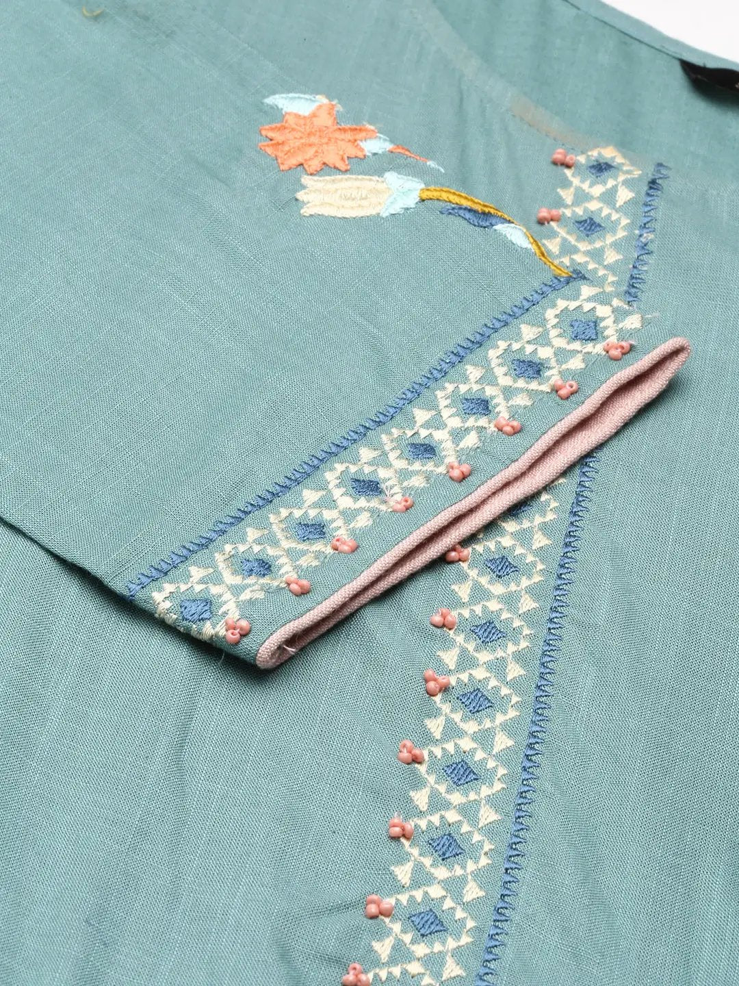 Women's Sea Green Embroidered Kurta Set