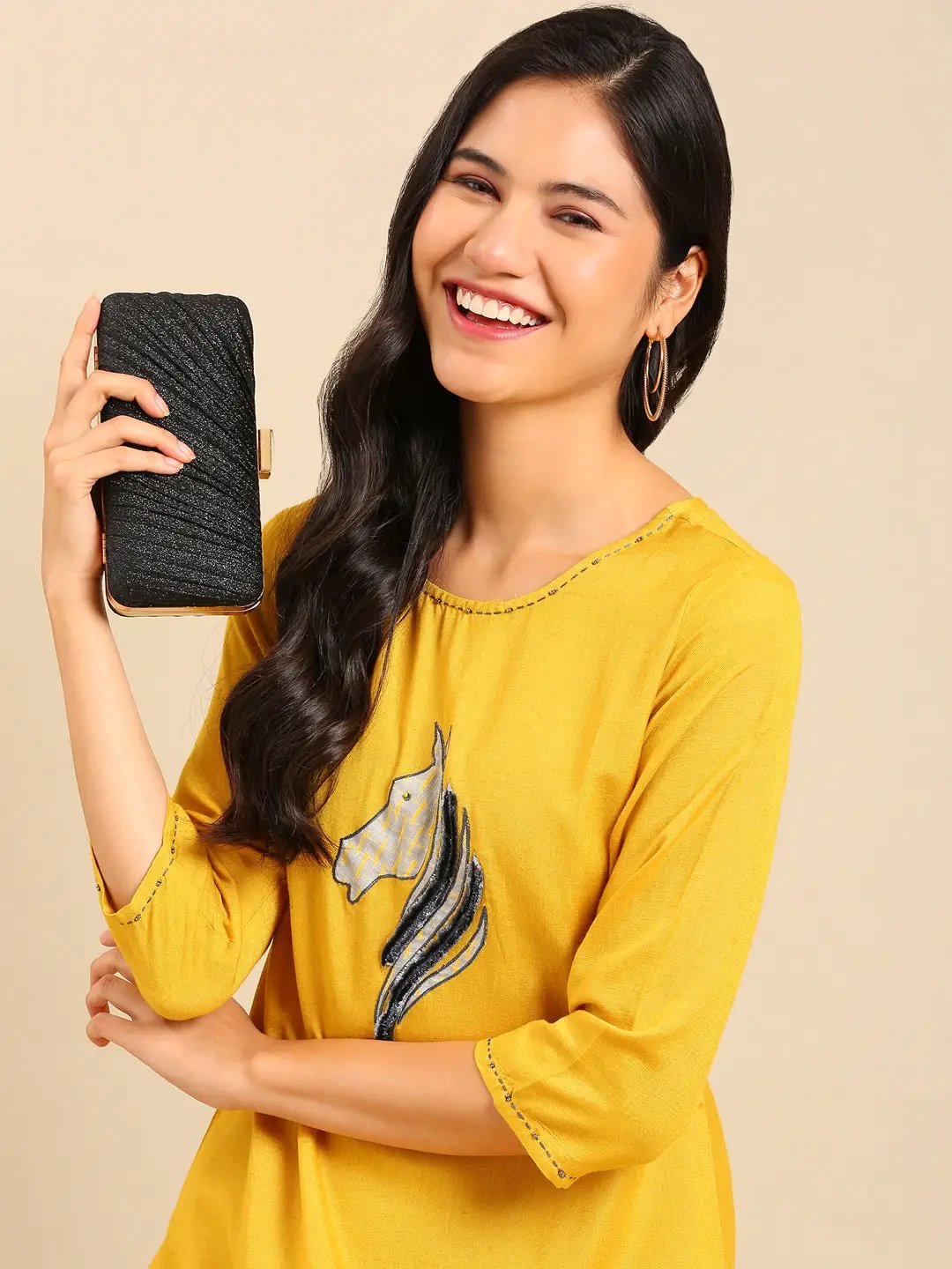 Women's Yellow Solid Kurta Set