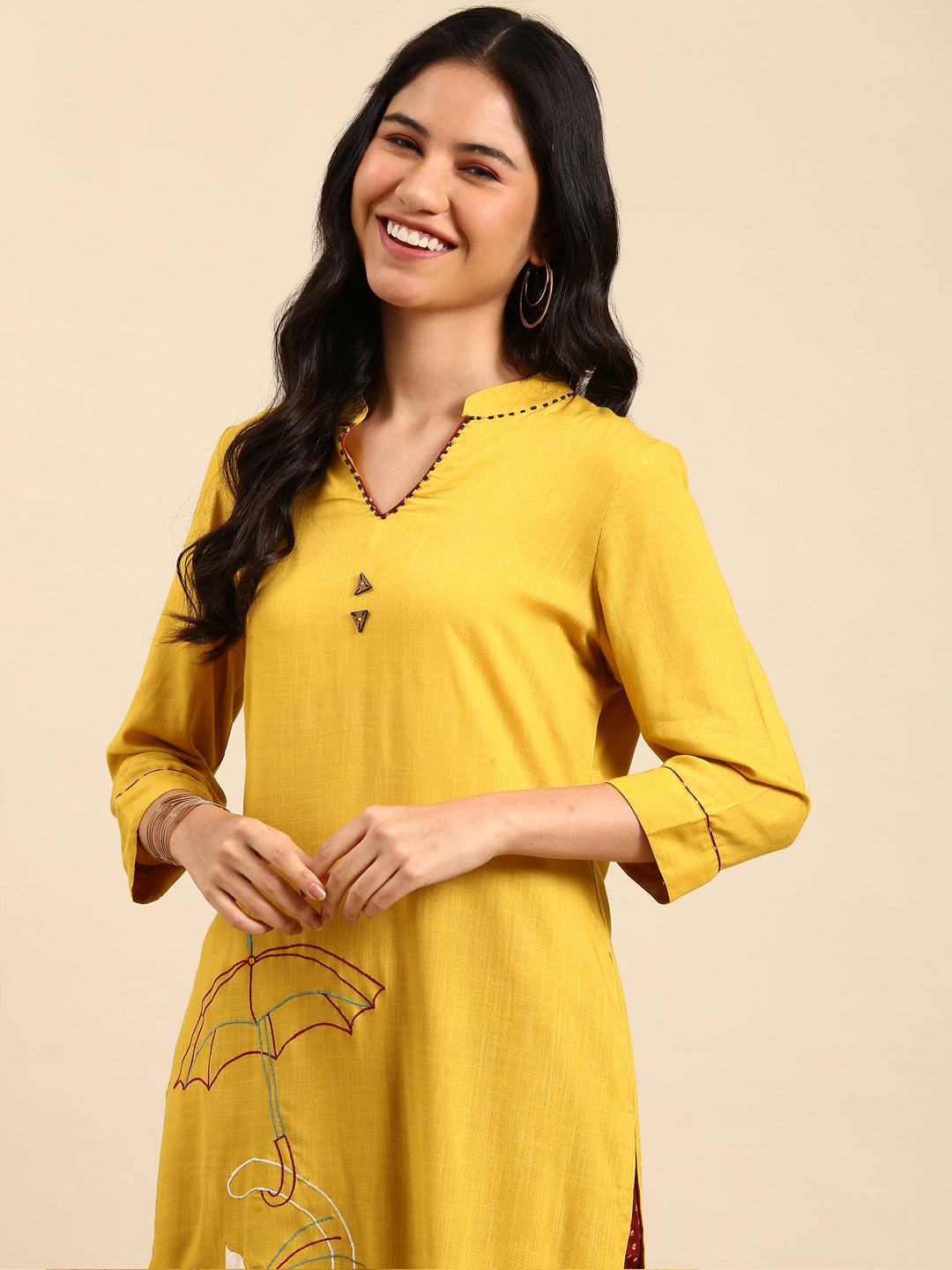 Women's Yellow Solid Kurta Set