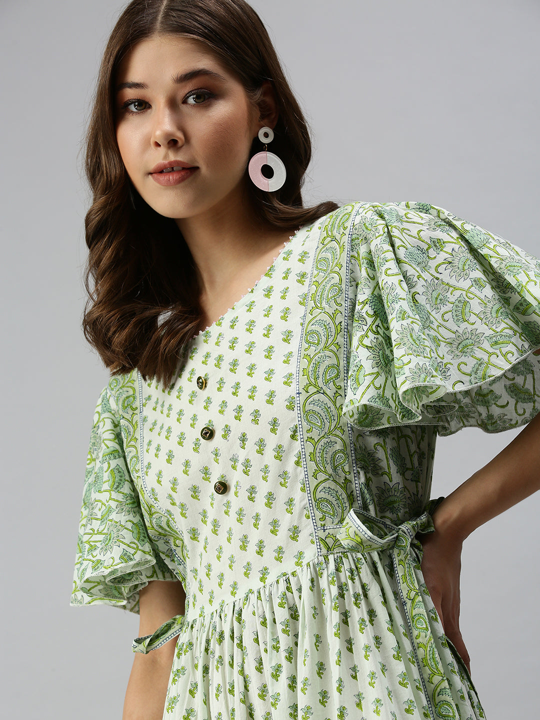 Women's Green Floral Anarkali Kurta